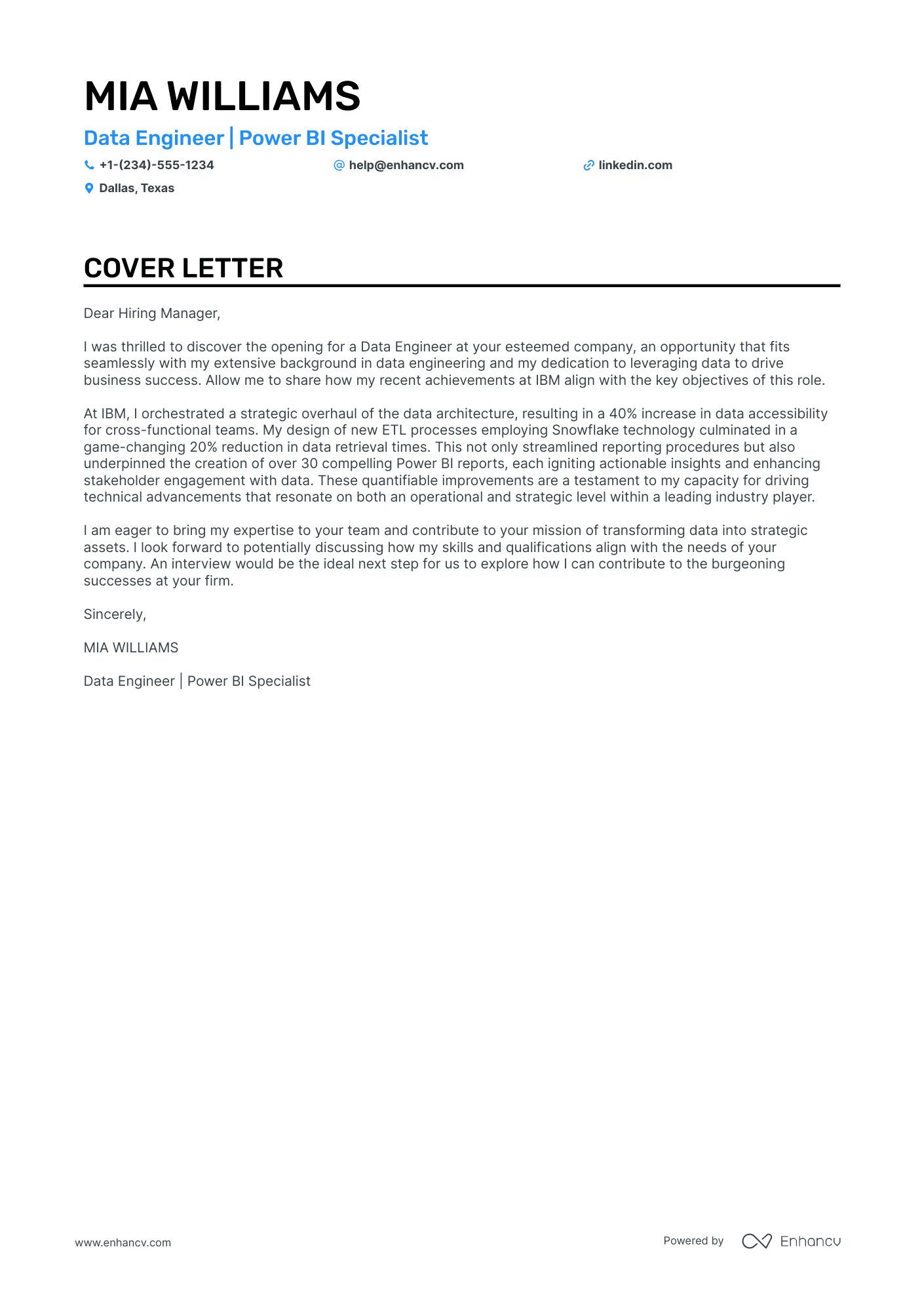 21 Professional Data Engineer Cover Letter Examples and Template for ...