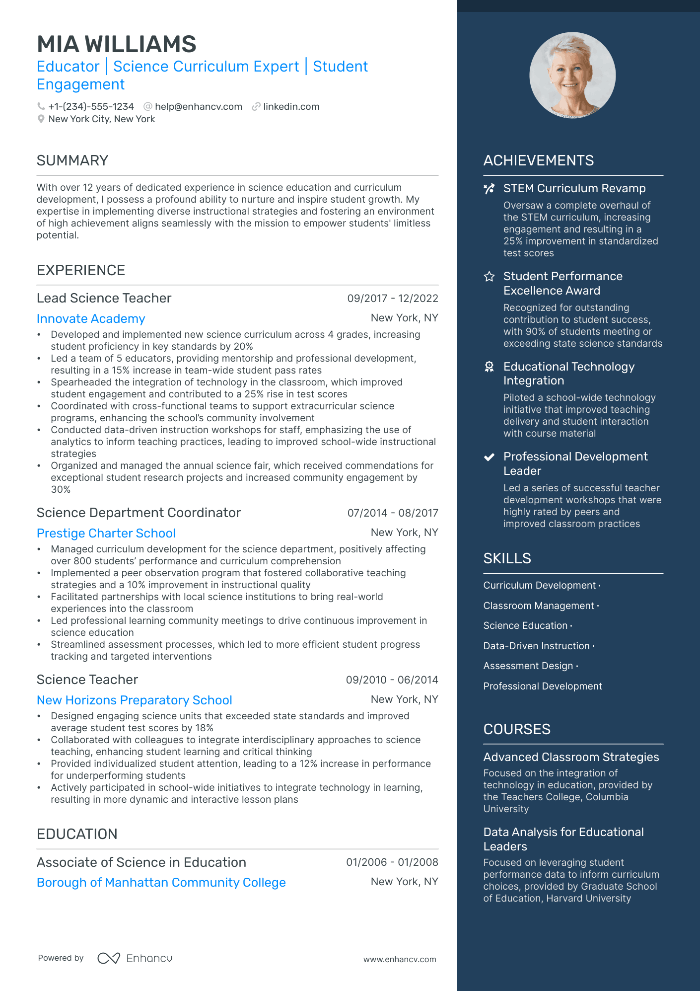 5 Science Teacher Resume Examples & Guide for 2024