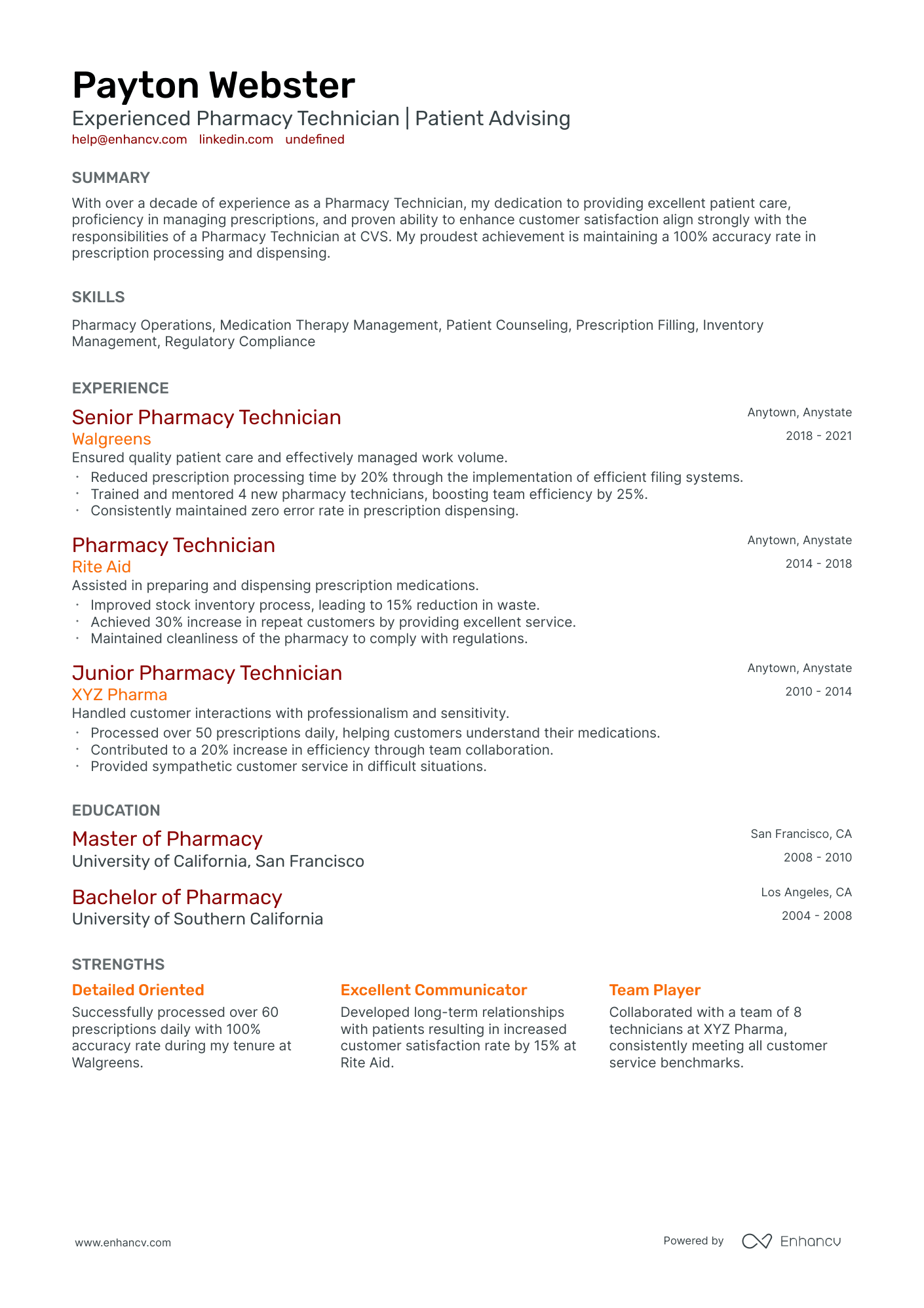 10 CVS Pharmacy Technician Resume Examples, Templates & Guide for 2026