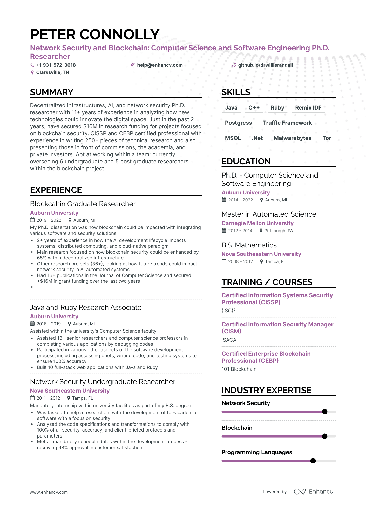 9 PhD Resume Examples & Guide for 2025