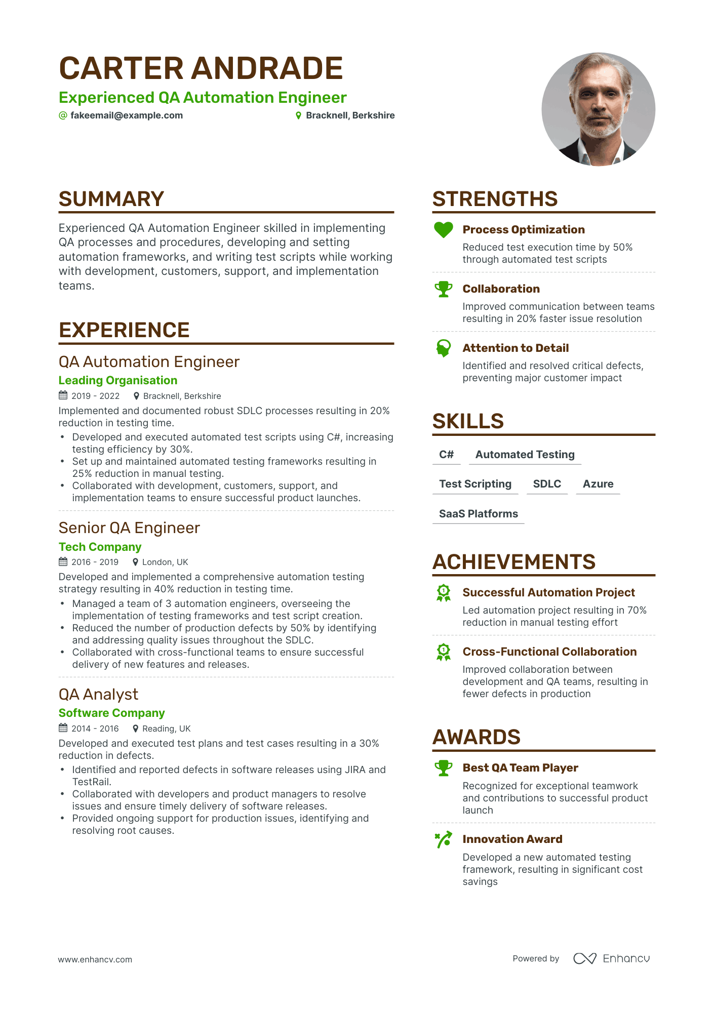 resume for qa automation tester sample