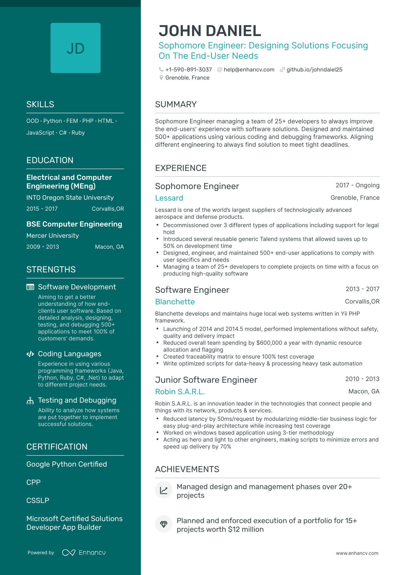 5 Sophomore Engineering Resume Examples & Guide for 2024