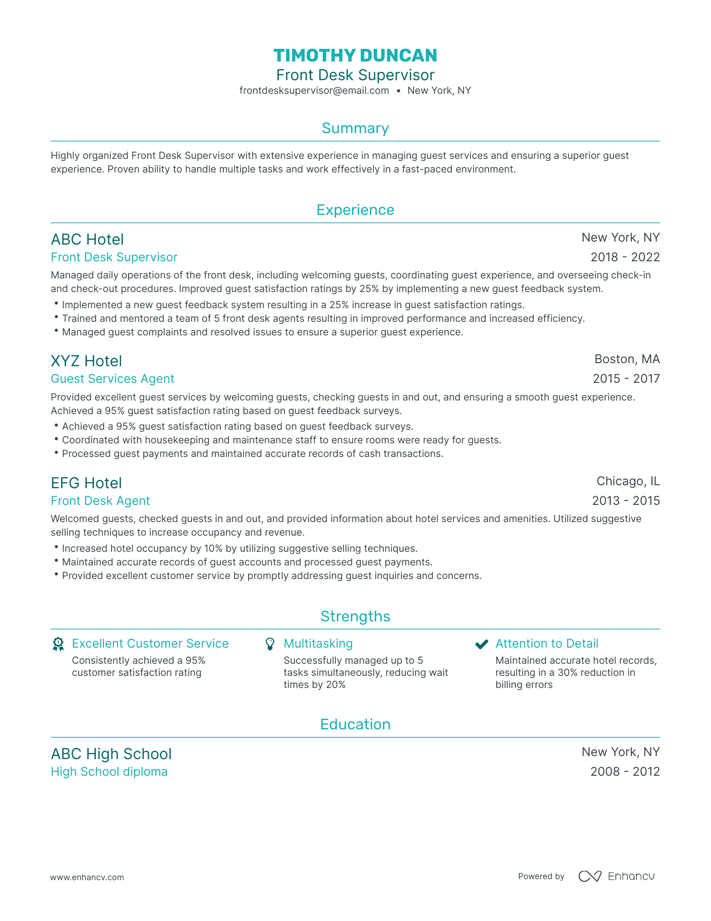 5 Front Desk Supervisor Resume Examples & Guide for 2023