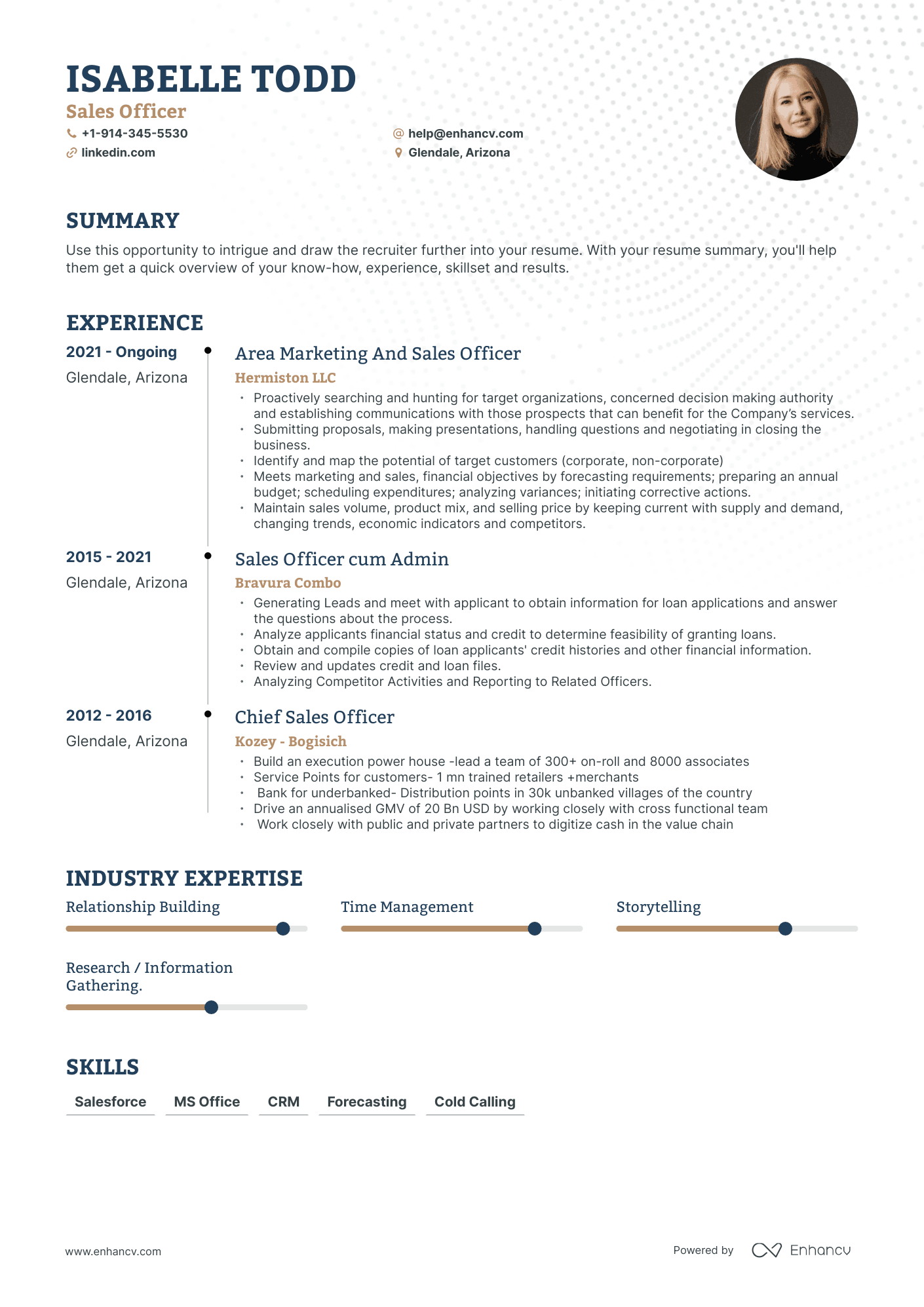 Sales Officer Resume Examples & Guide for 2023 (Layout, Skills ...