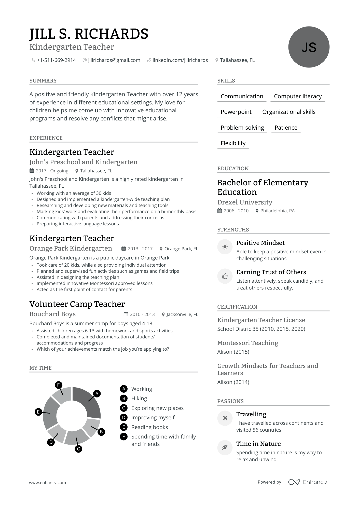 resume teacher kindergarten sample