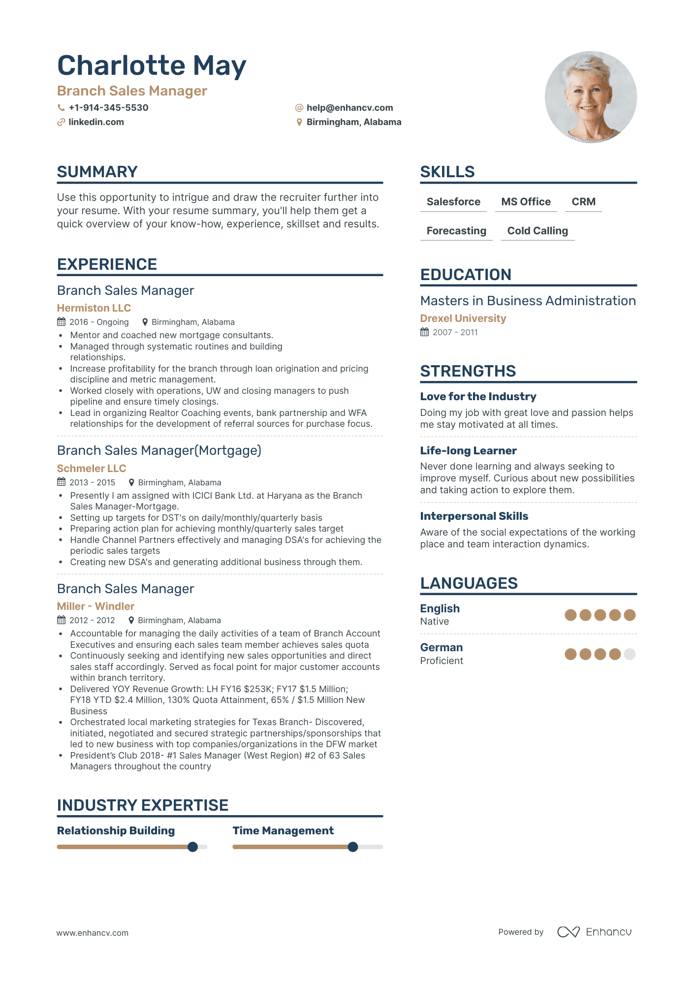 Branch Sales Manager Resume Examples & Guide for 2023 (Layout, Skills ...