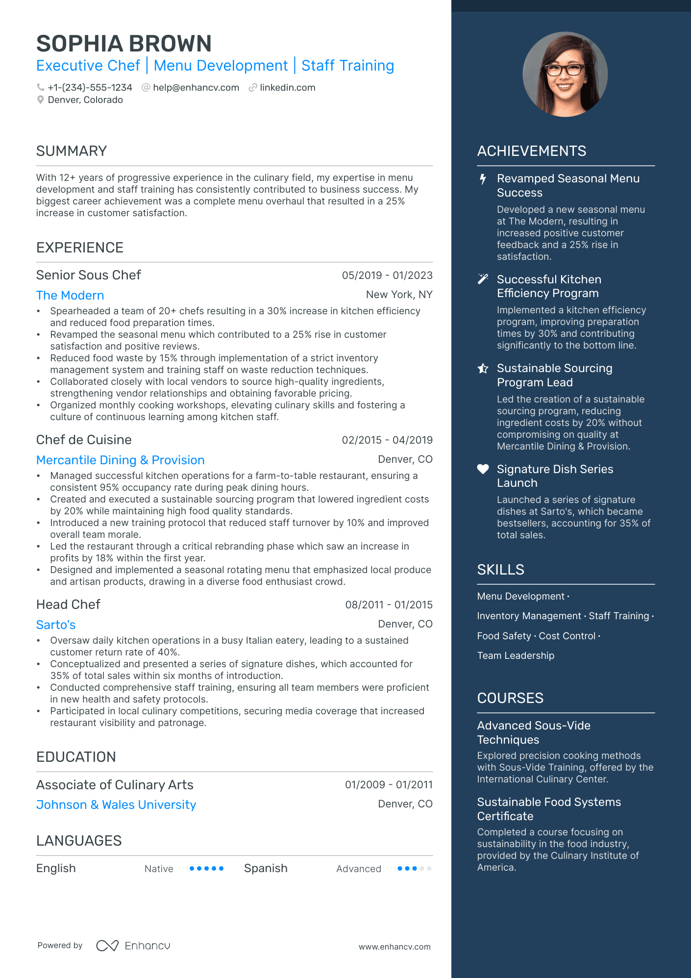 5 Culinary Resume Examples & Guide for 2024