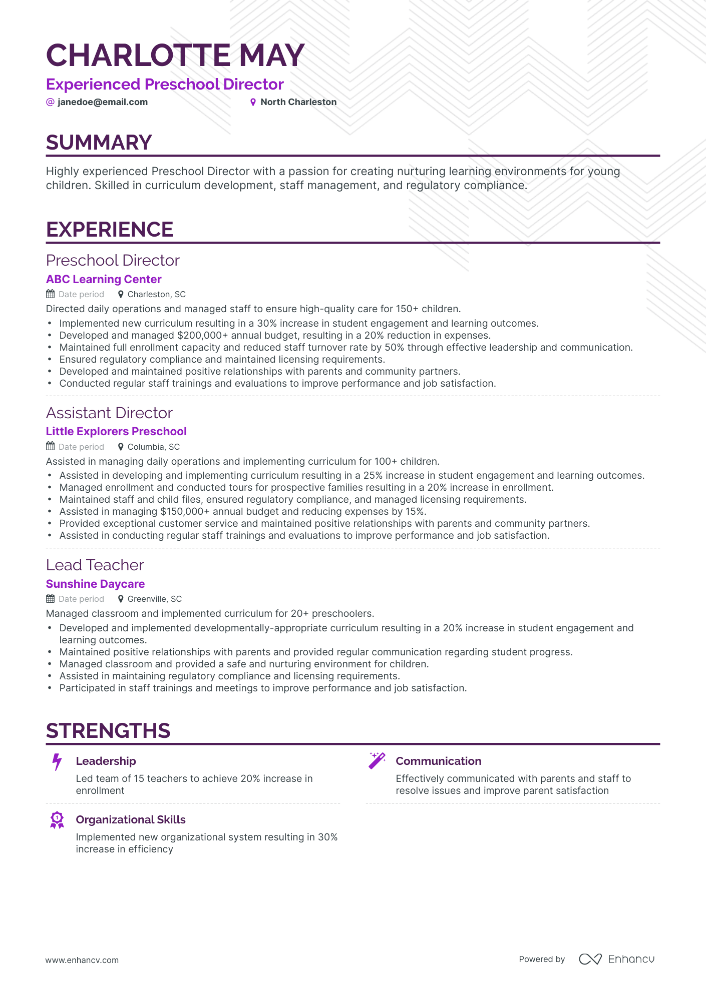 5 Preschool Director Resume Examples & Guide for 2023