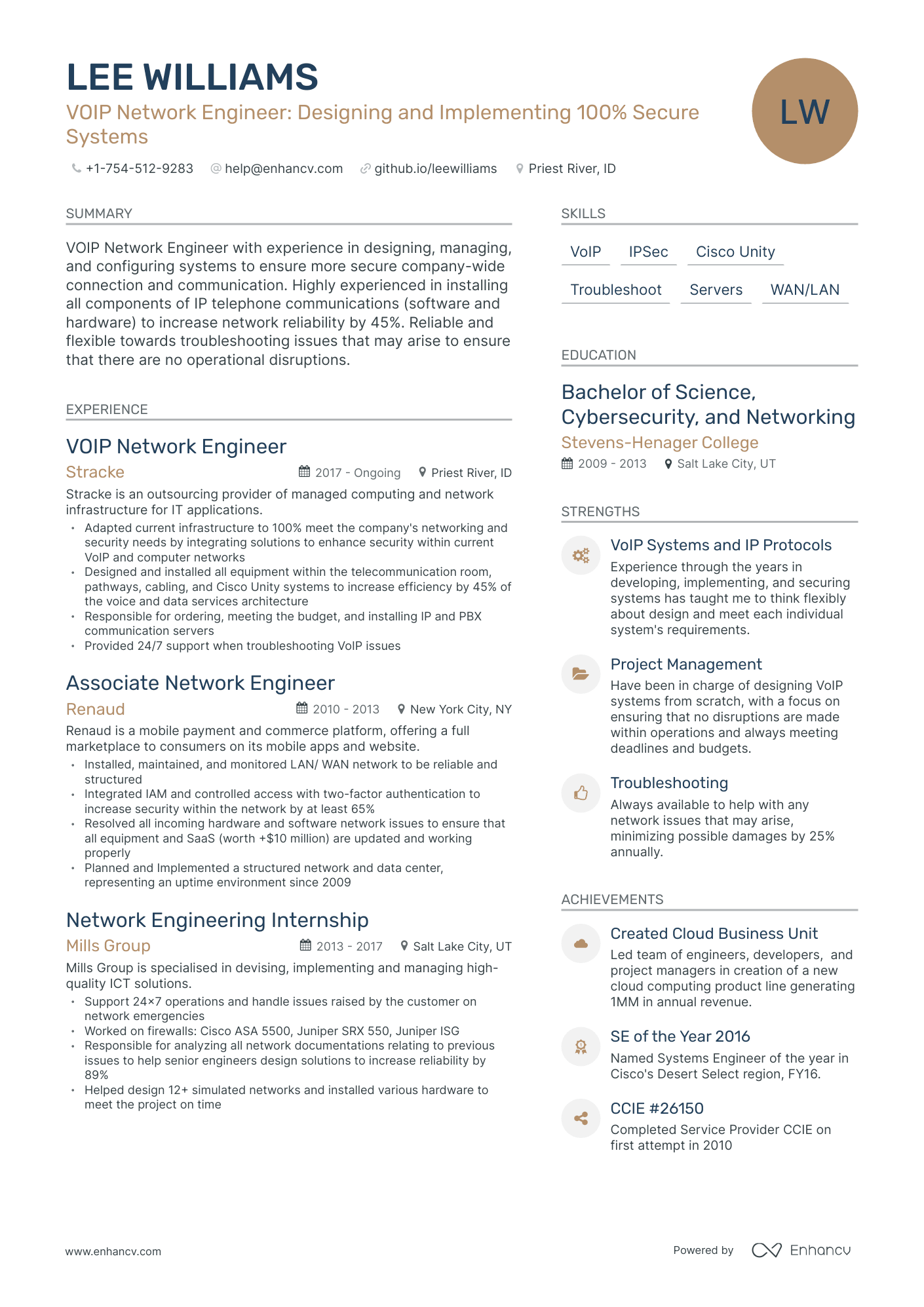 5 Voip Network Engineer Resume Examples & Guide for 2023