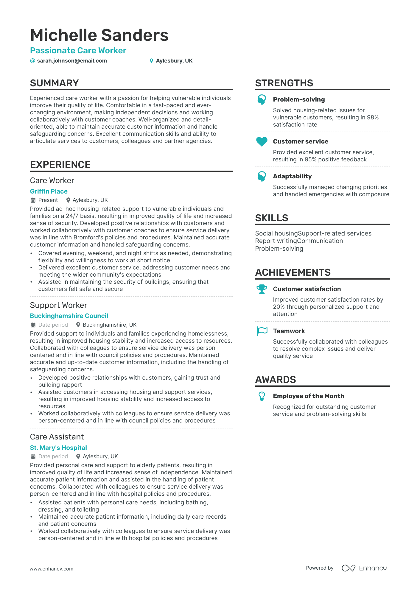 11 Caregiver Resume Examples & Guide for 2024