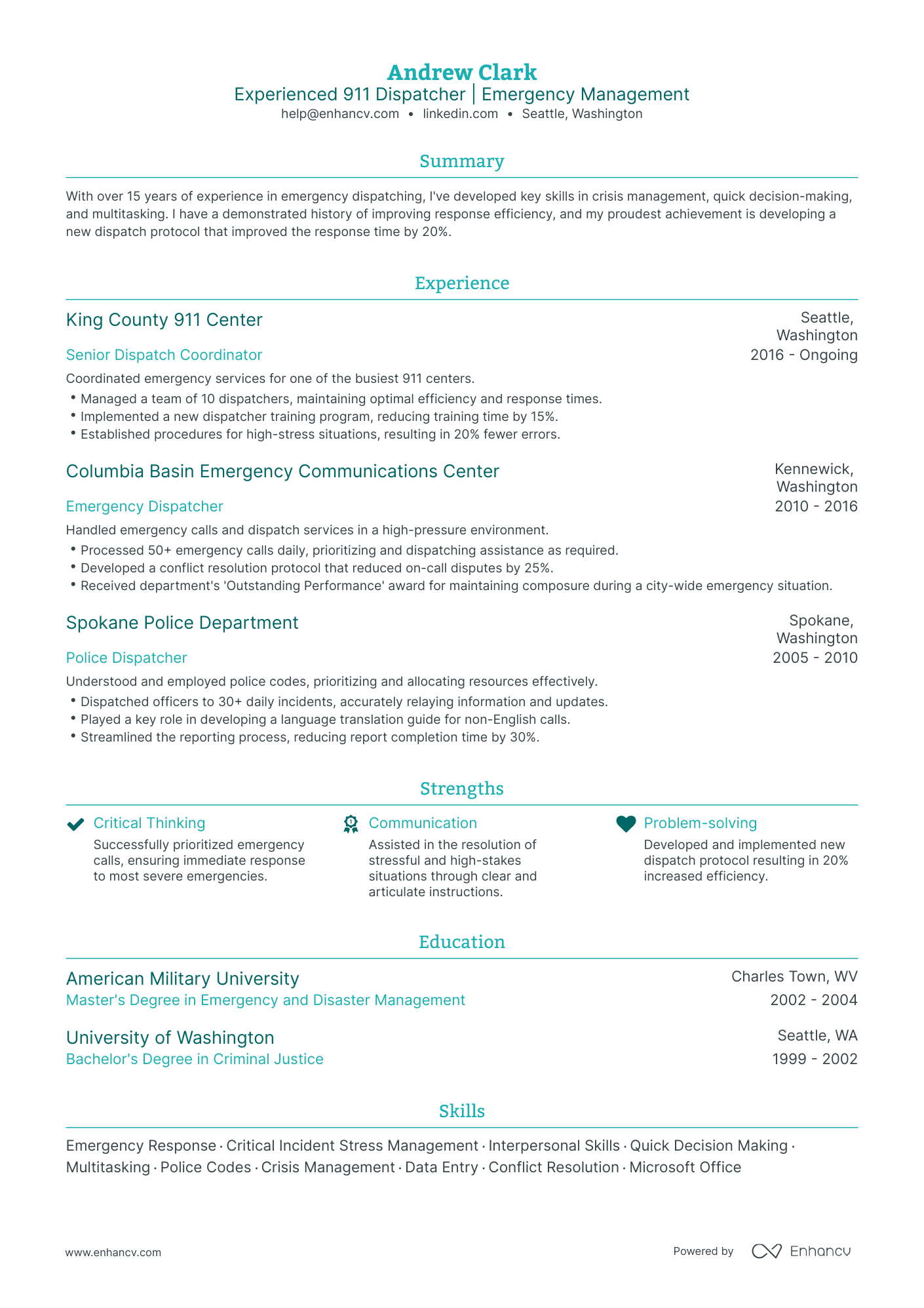 5 911 Dispatcher Resume Examples & Guide for 2023