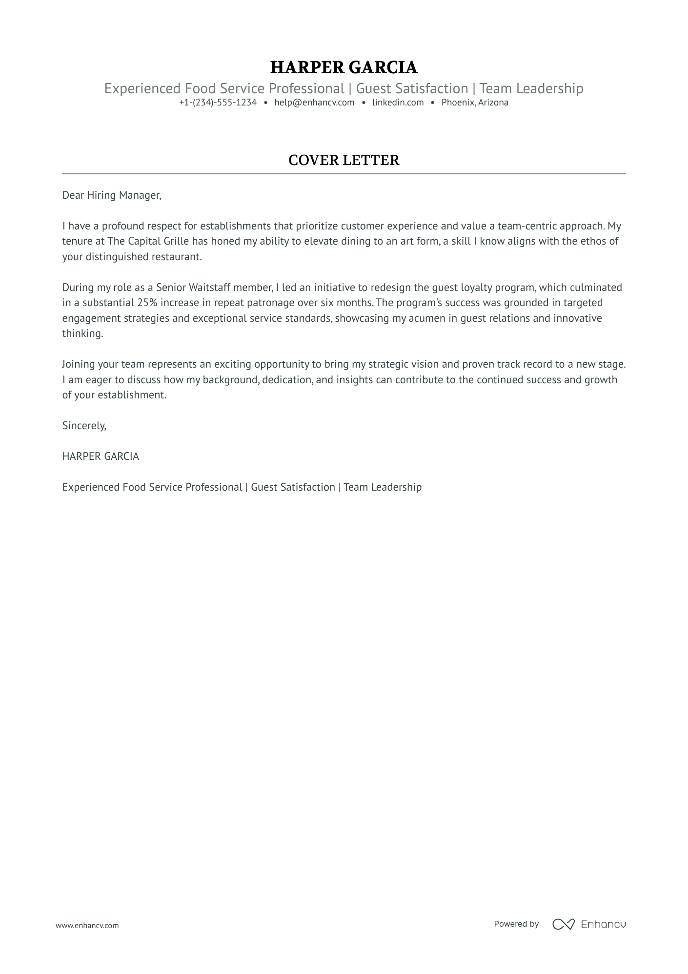 11 Professional Server Cover Letter Examples and Template for 2025 ...