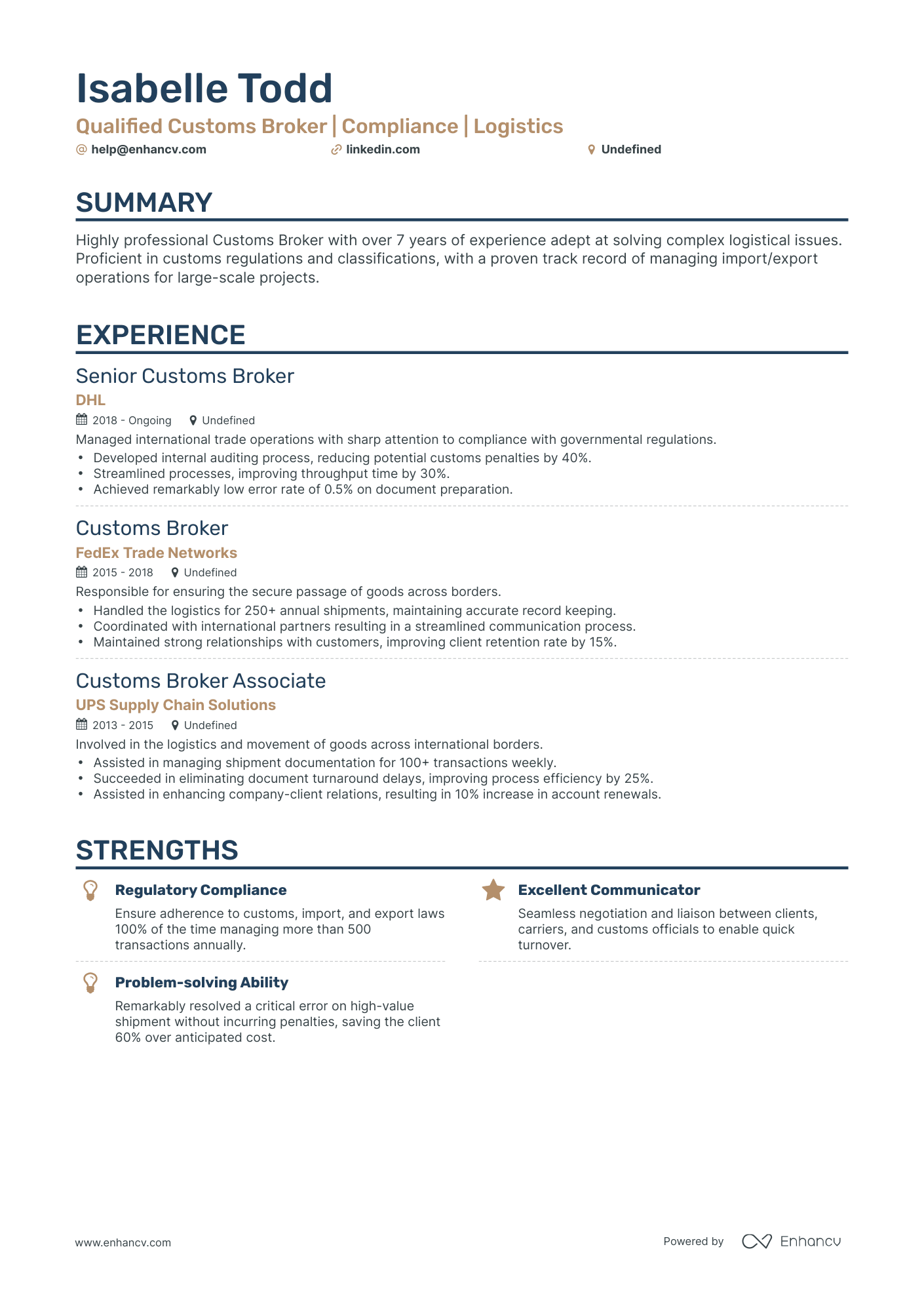 5 Customs Broker Resume Examples & Guide for 2024