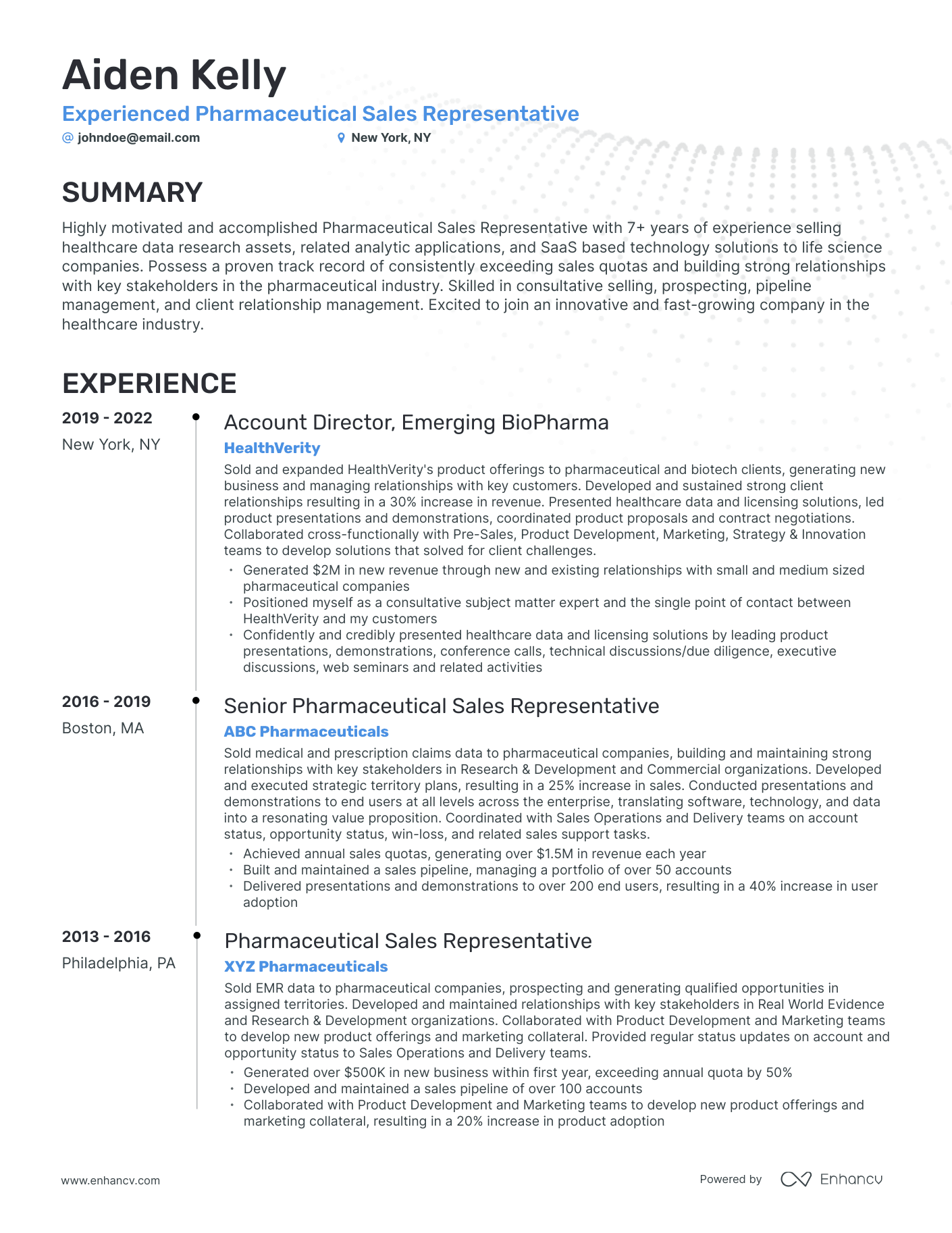 5 Pharmaceutical Sales Resume Examples & Guide for 2024