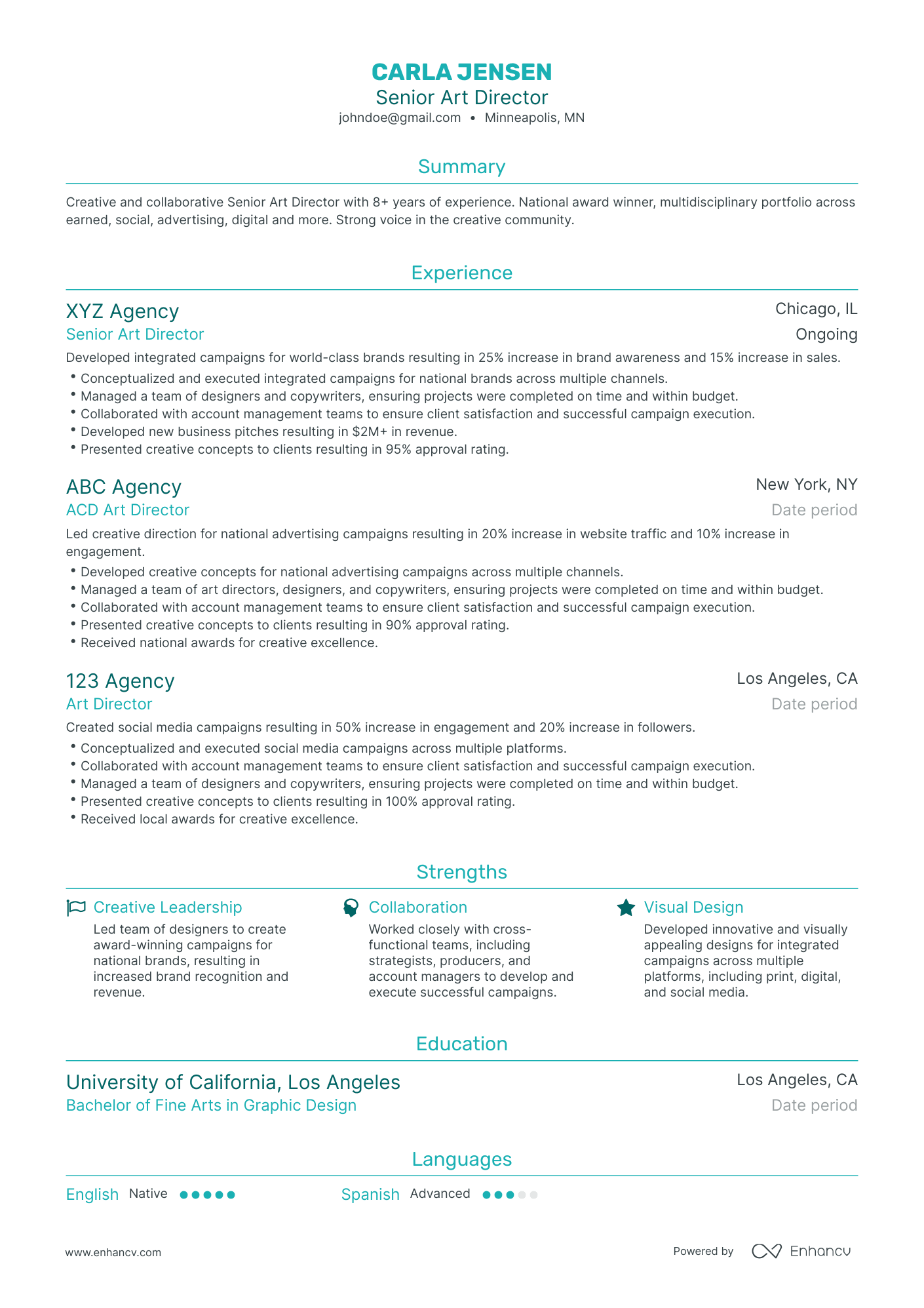 5 Senior Art Director Resume Examples & Guide for 2024