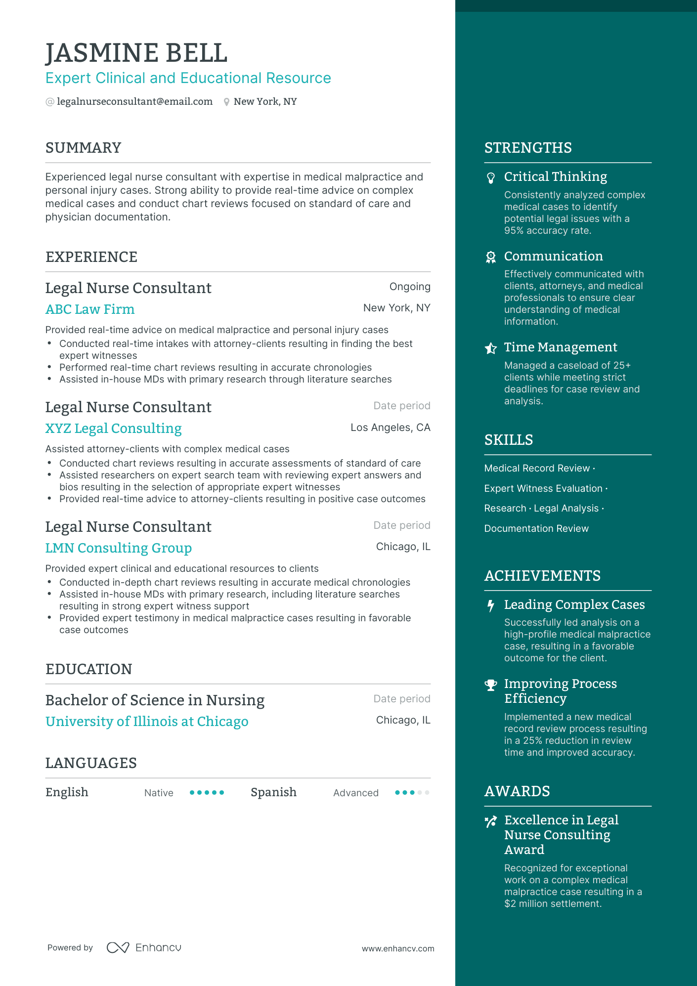 5 Legal Nurse Consultant Resume Examples & Guide for 2023