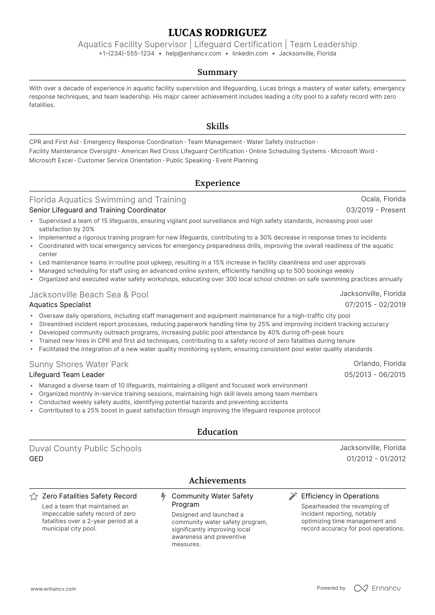 5 Lifeguard Resume Examples & Guide for 2025