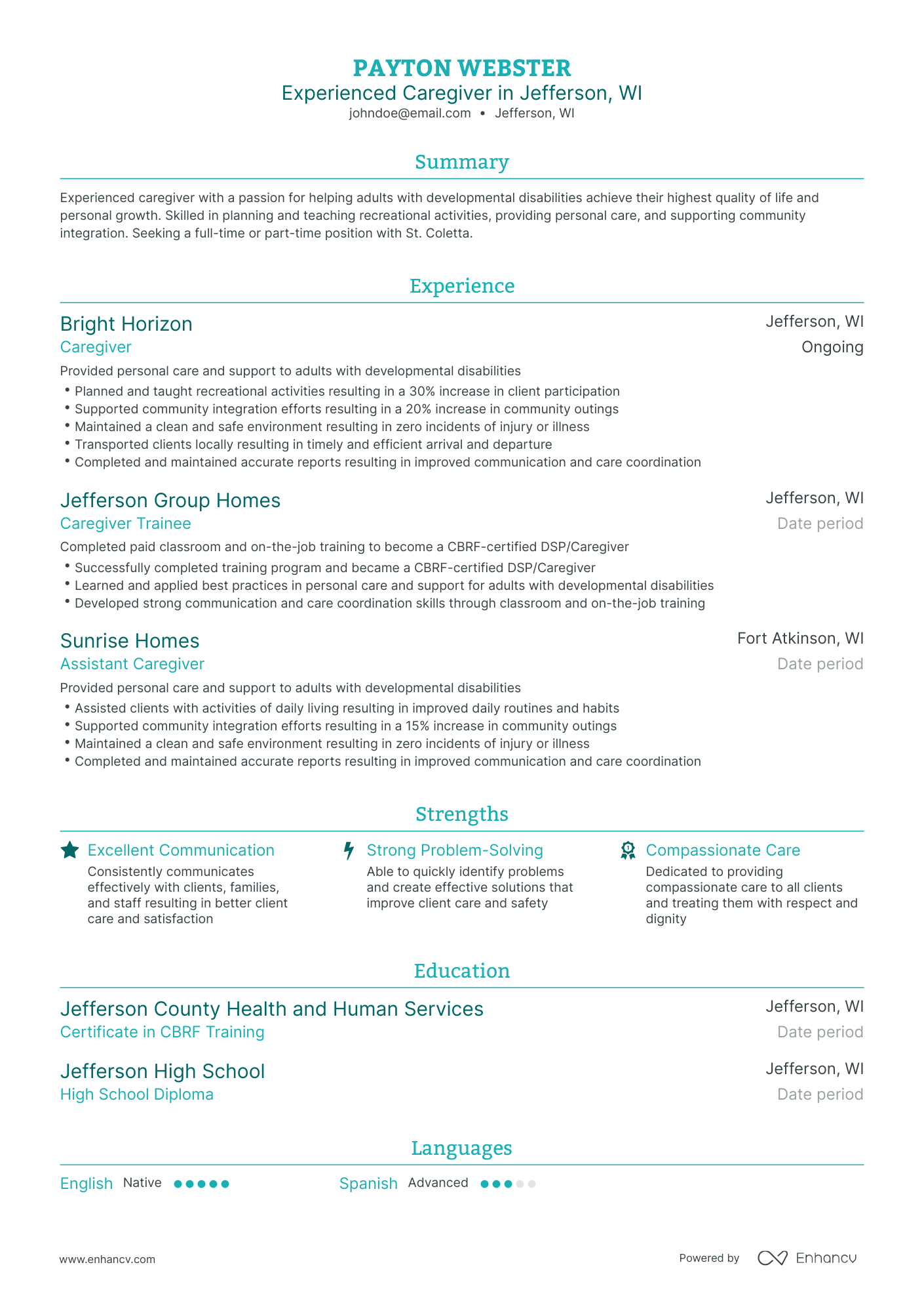 11 Caregiver Resume Examples & Guide For 2023