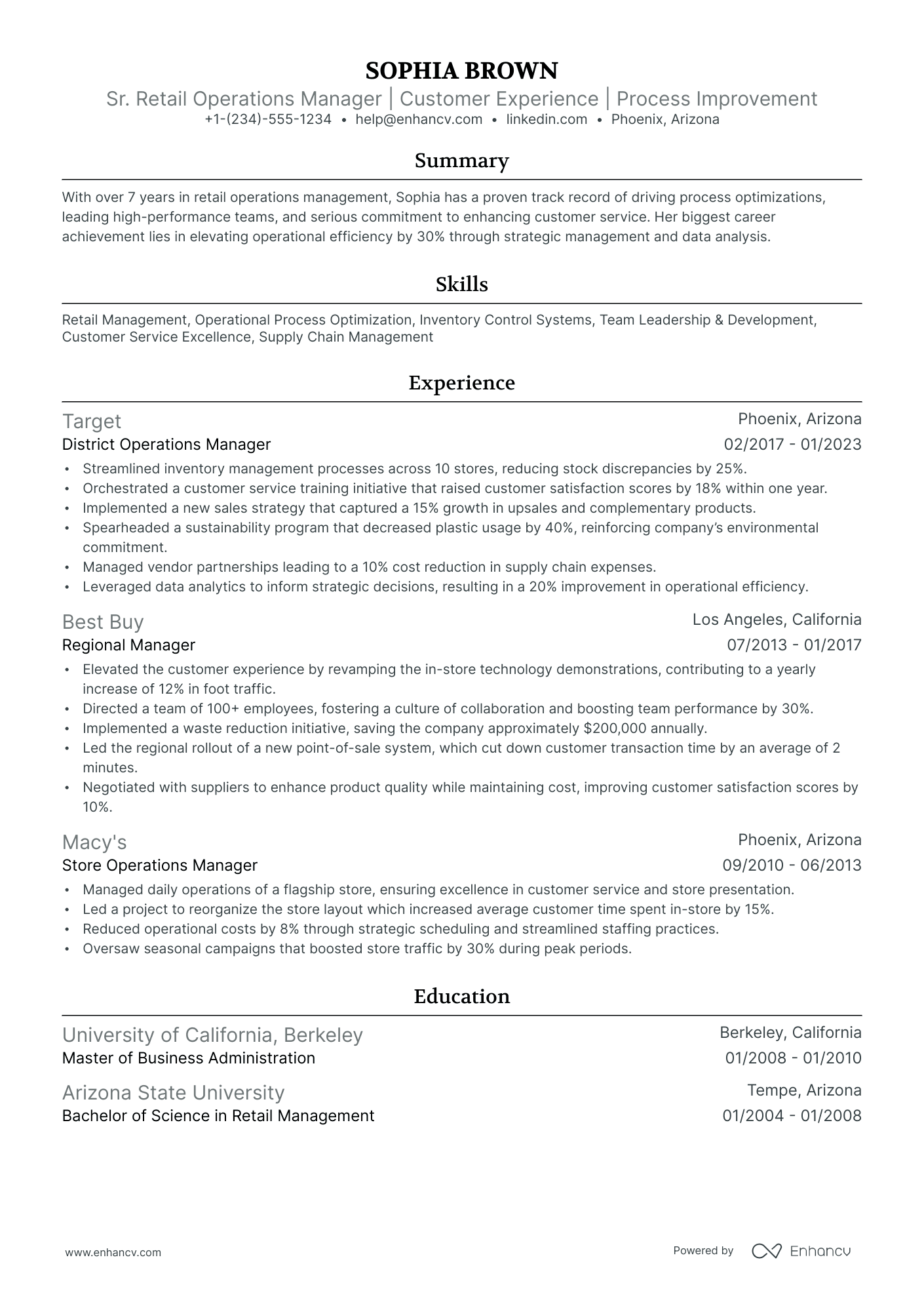 10 Retail Operations Manager Resume Examples & Guide for 2026