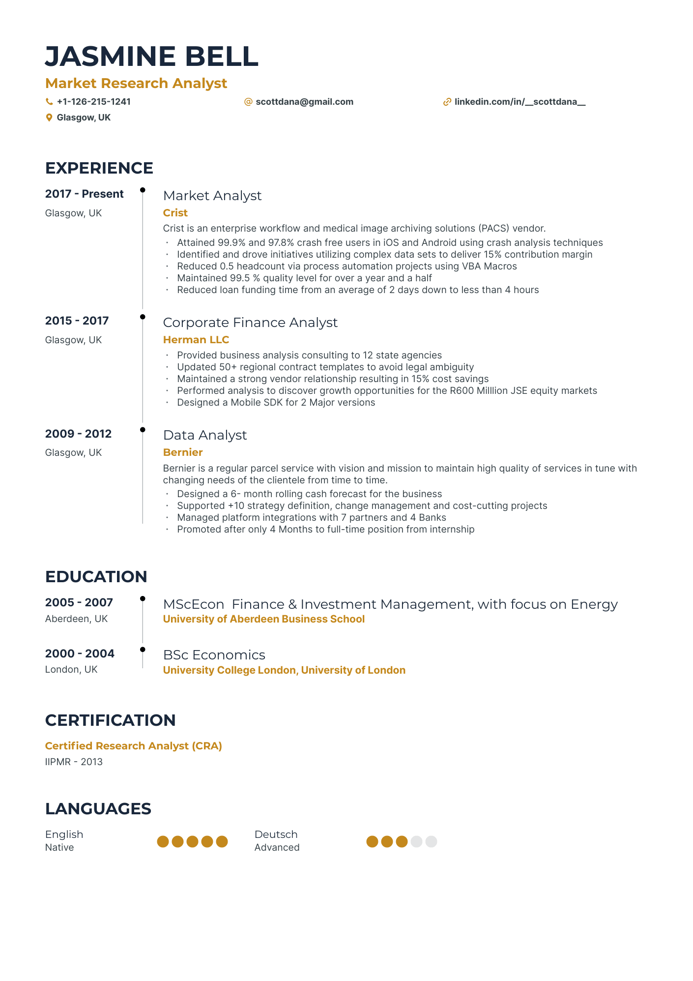 5 Market Research Resume Examples & Guide for 2024