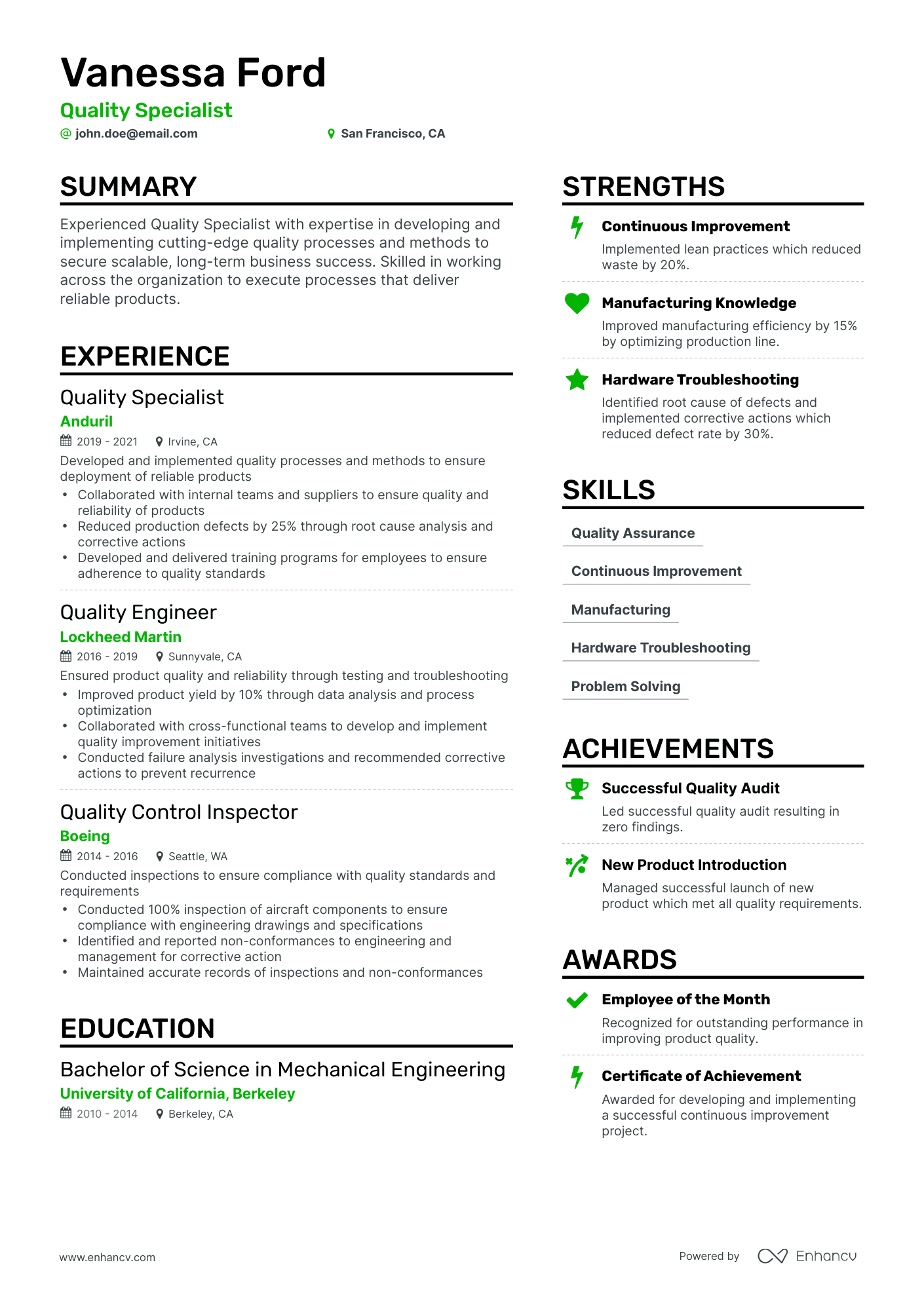 5 Quality Specialist Resume Examples & Guide for 2024