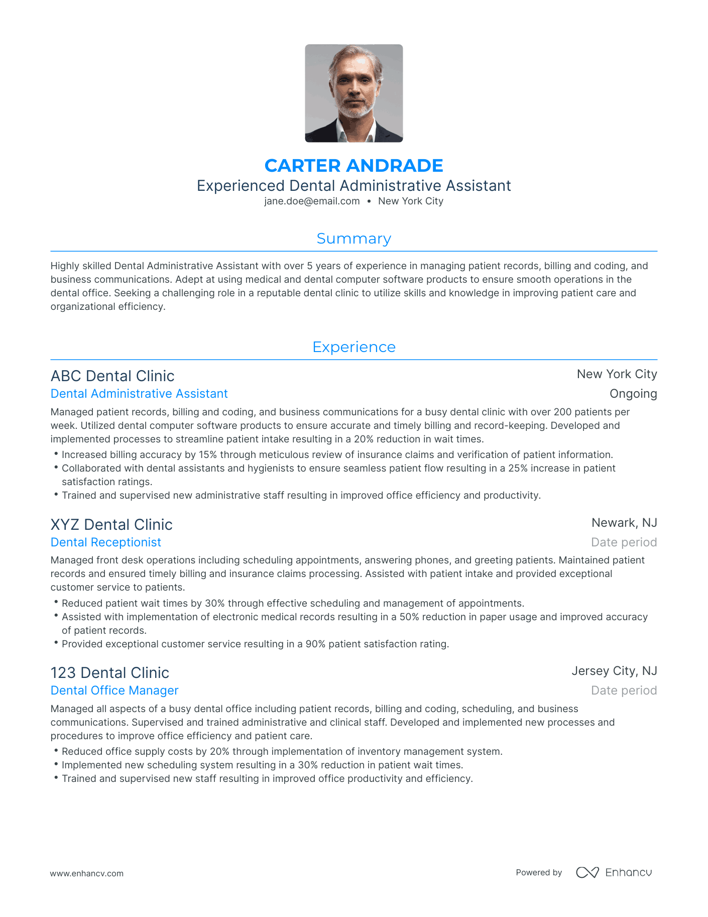 dental administrative assistant resume examples