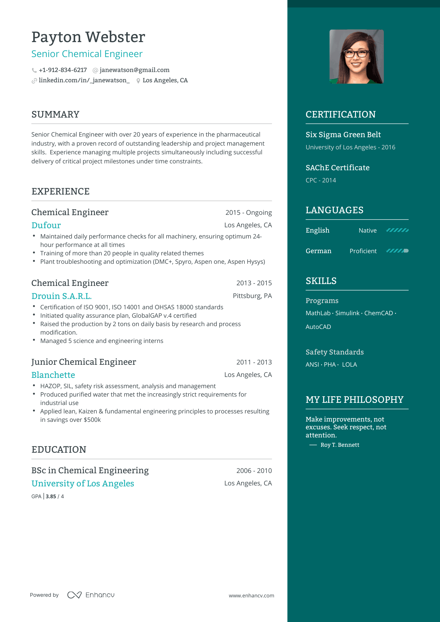 5 Chemical Engineer Resume Examples & Guide for 2023