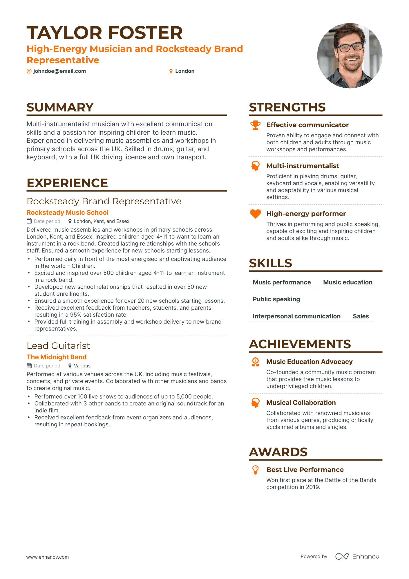 3 Musician Resume Examples amp Guide - AHR0cHM6Ly9jZG4uZW5oYW5jdi5jb20vcHJlZGVmaW5lZC1leGFtcGxlcy96VTJlQUJZTnpkalVQVU9hNzFqNEhIdXdJN0NZT3ZRcFBreFowblhpL2ltYWdlLnBuZw~~. 