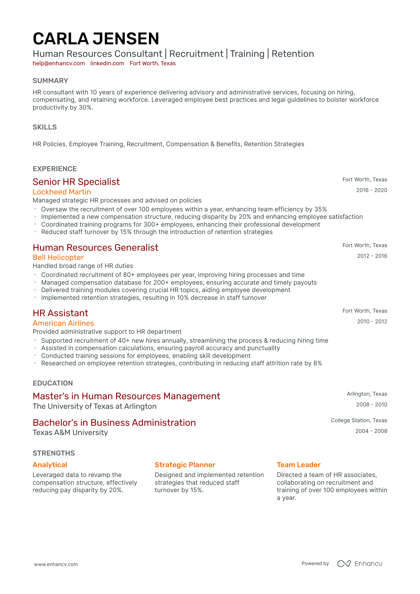 10 Human Resources Consultant Resume Examples & Guide for 2026