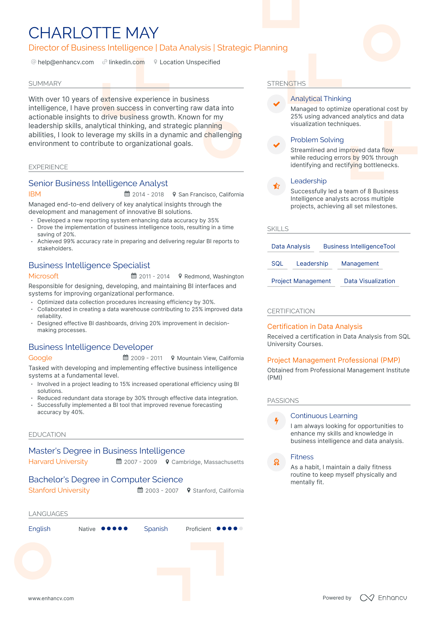 5 Business Intelligence Director Resume Examples Guide For 2024   AHR0cHM6Ly9jZG4uZW5oYW5jdi5jb20vcHJlZGVmaW5lZC1leGFtcGxlcy96bGpVU1V4djlTQlZ3Z09jaXpLTnZXYk03NWpoWnBYVmRiM0ZIdkRnL2ltYWdlLnBuZw~~. 