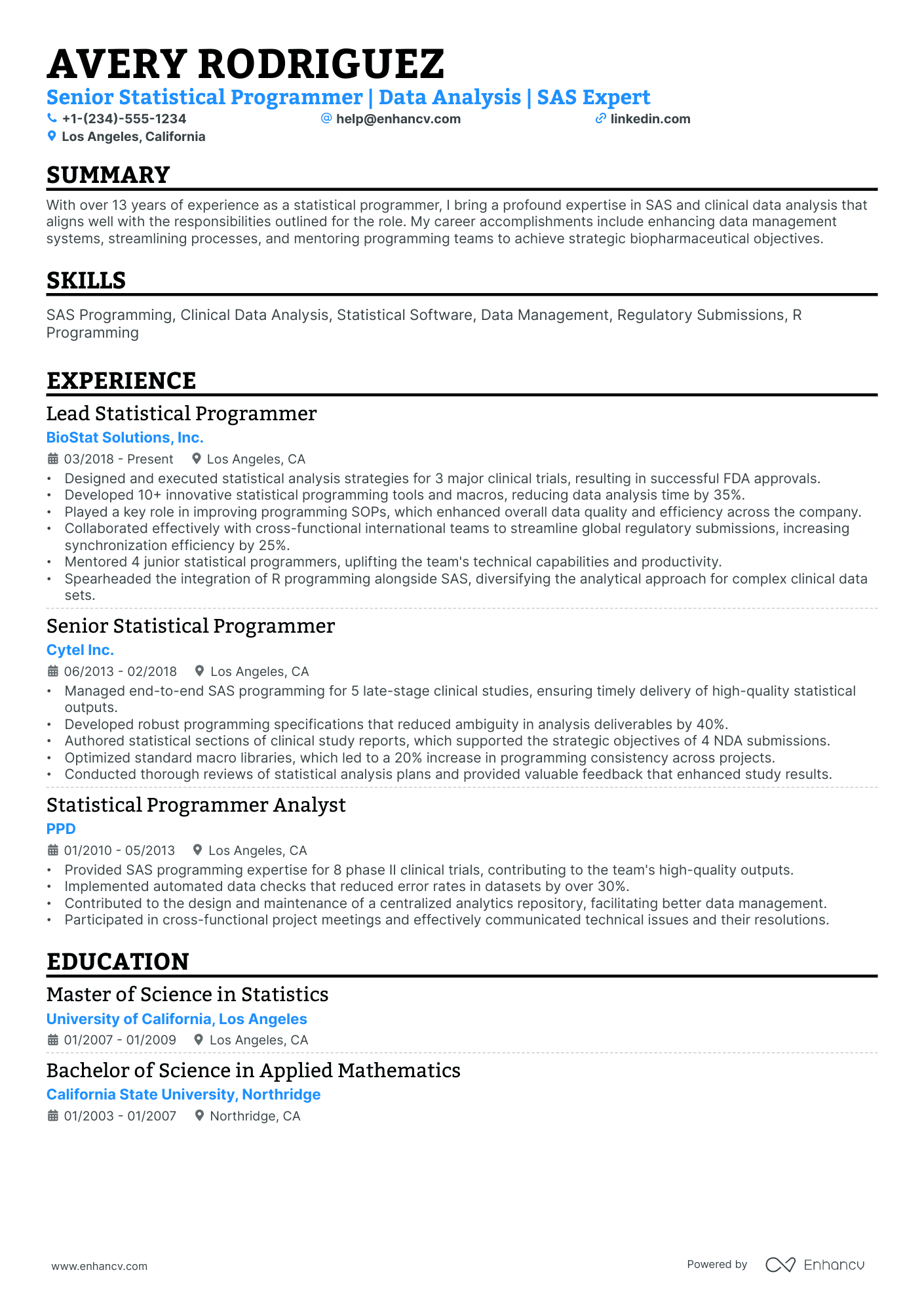 10 Statistical Programmer Resume Examples & Guide for 2025