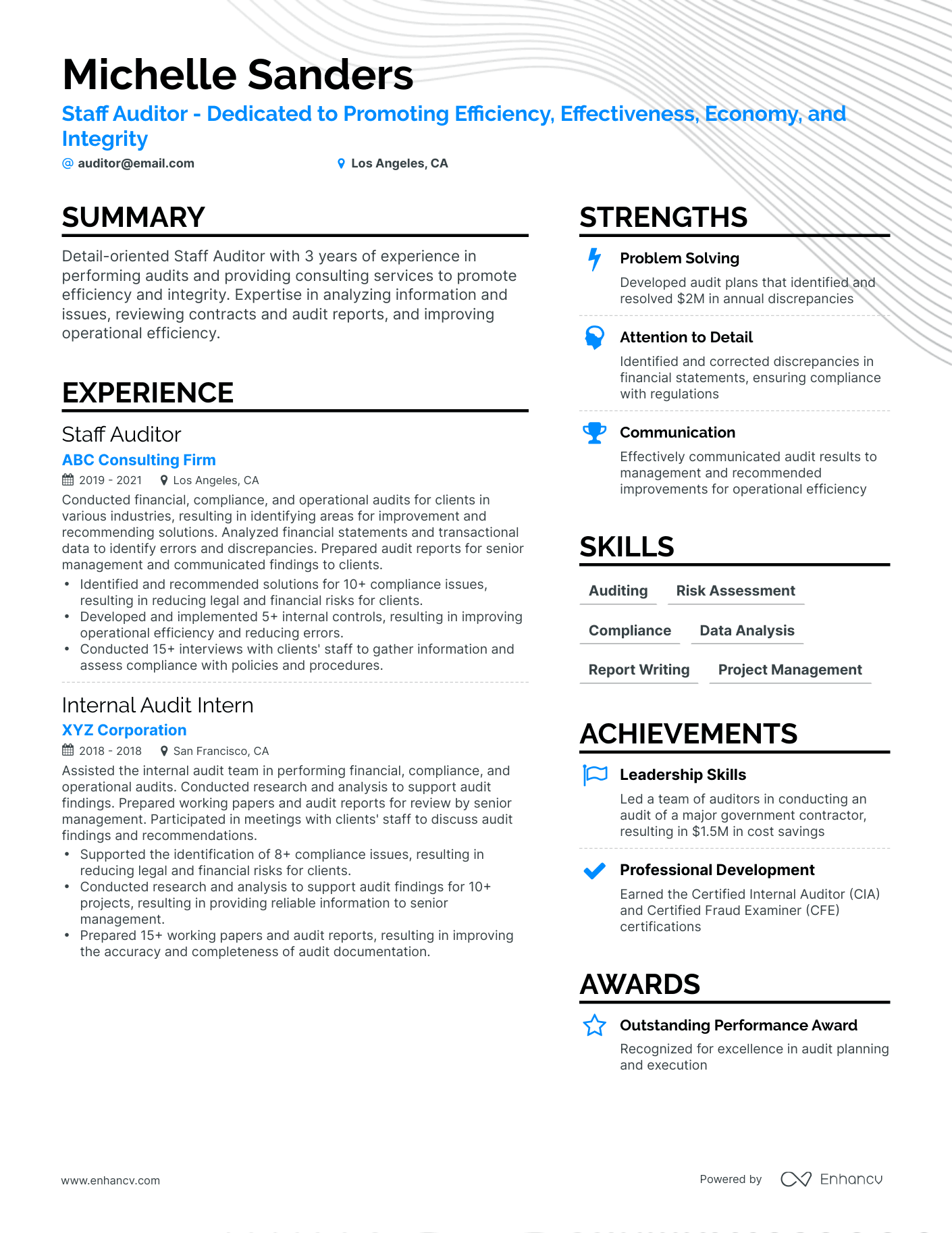 5 Staff Auditor Resume Examples & Guide for 2024