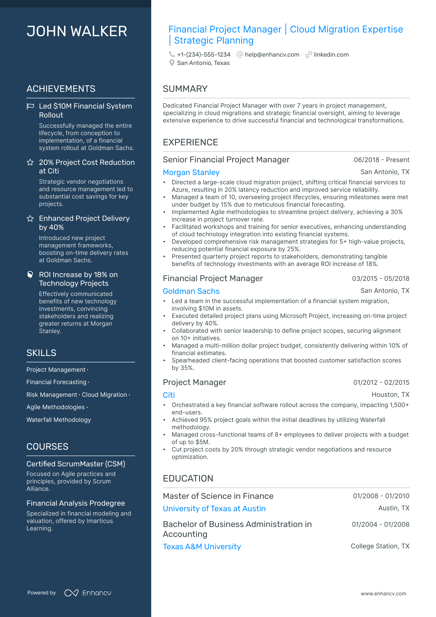 5 Financial Project Manager Resume Examples & Guide for 2024