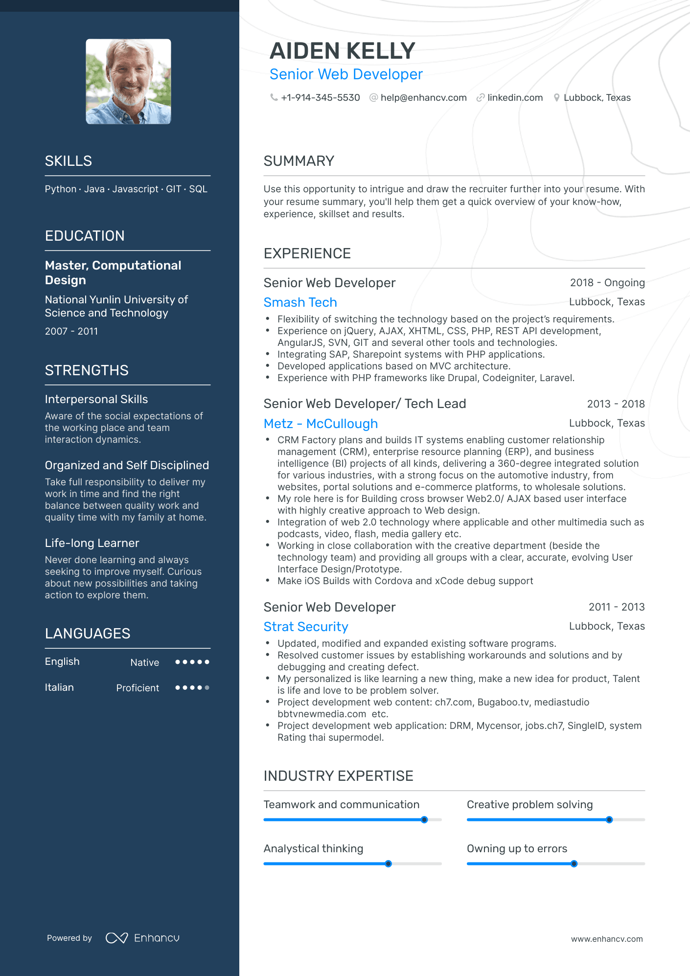 Senior Web Developer Resume Examples & Guide for 2023 (Layout, Skills ...