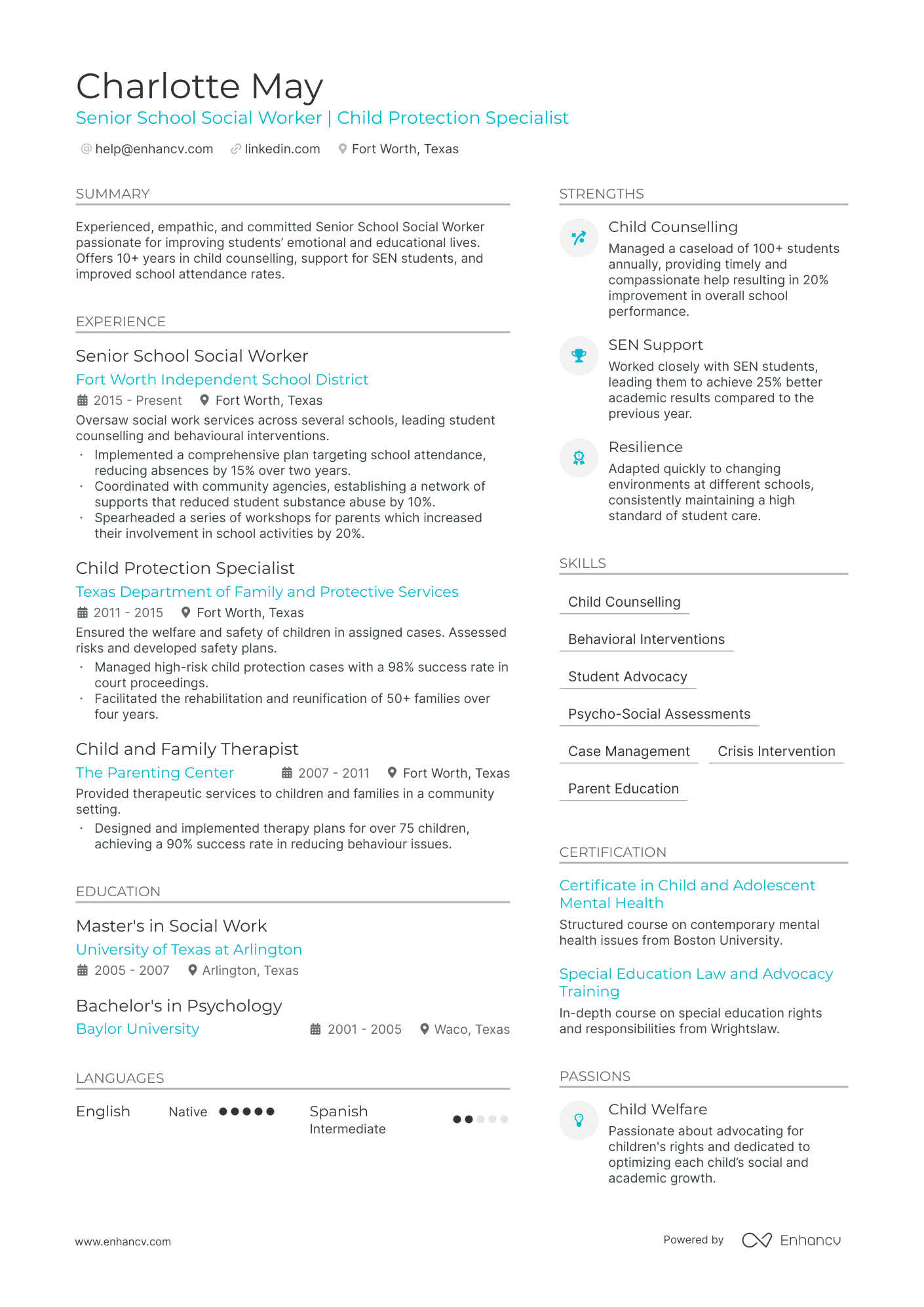 5 School Social Worker Resume Examples & Guide for 2024