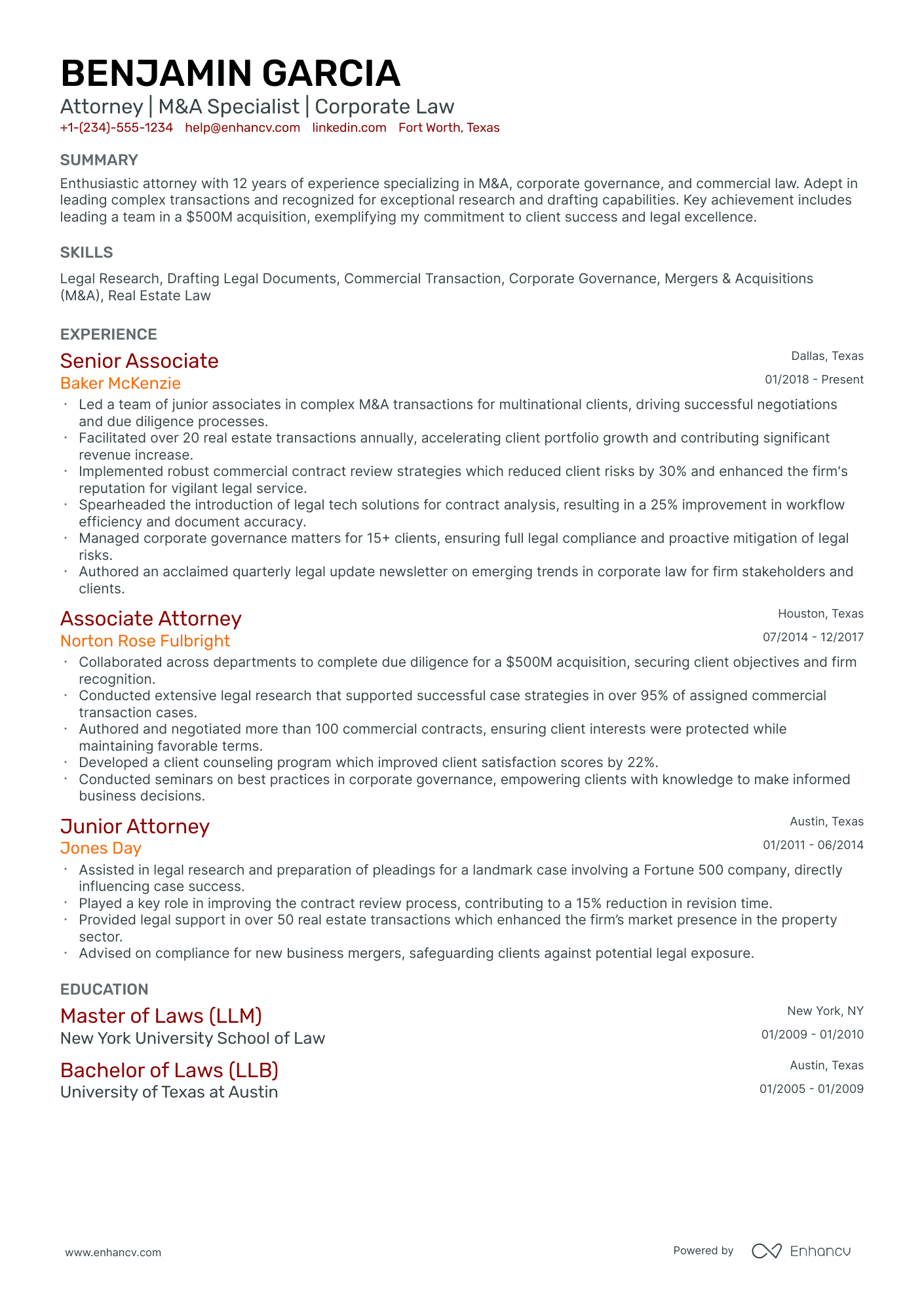 10 Corporate Lawyer Resume Examples & Guide for 2026