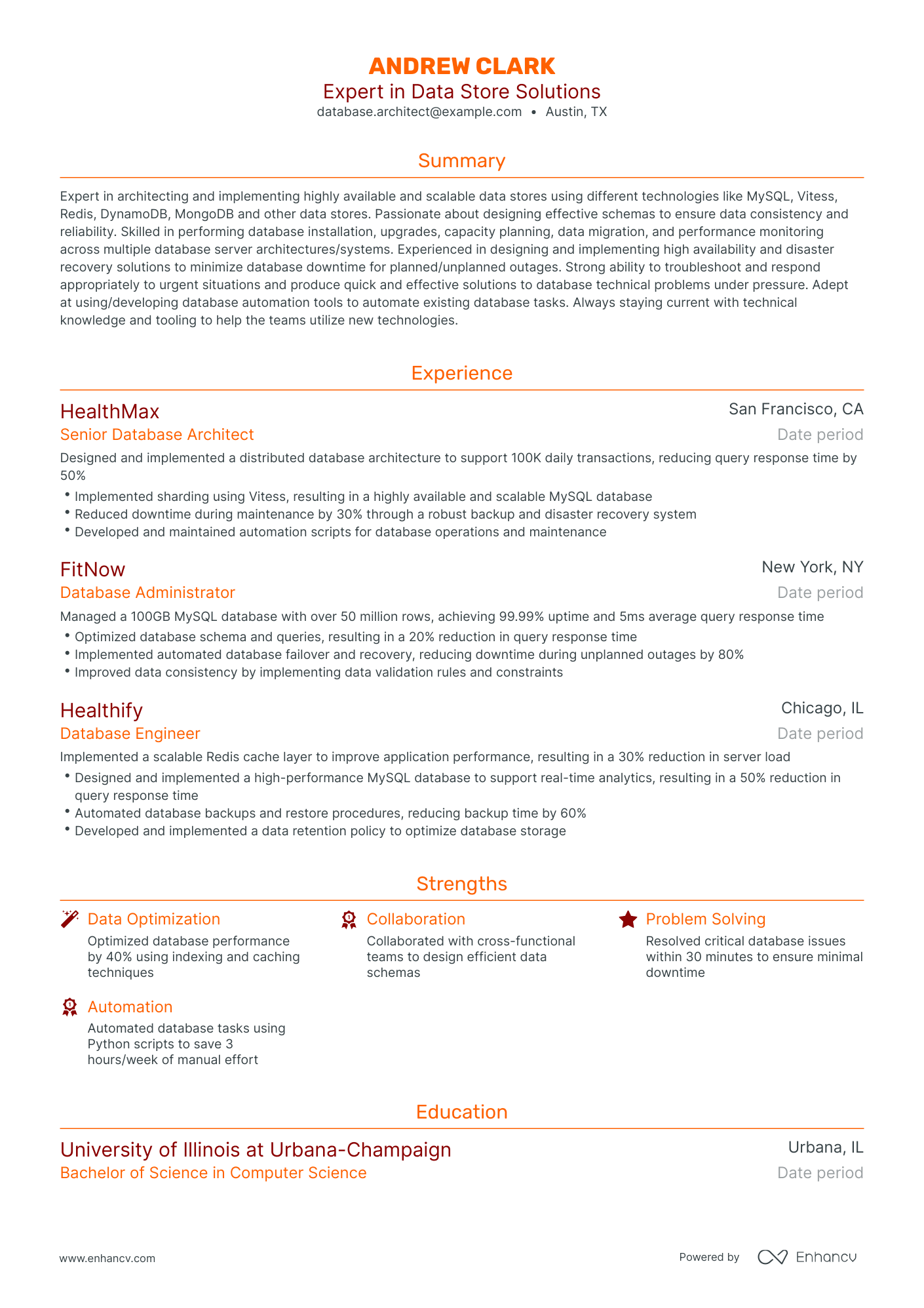 5 Database Architect Resume Examples & Guide for 2023