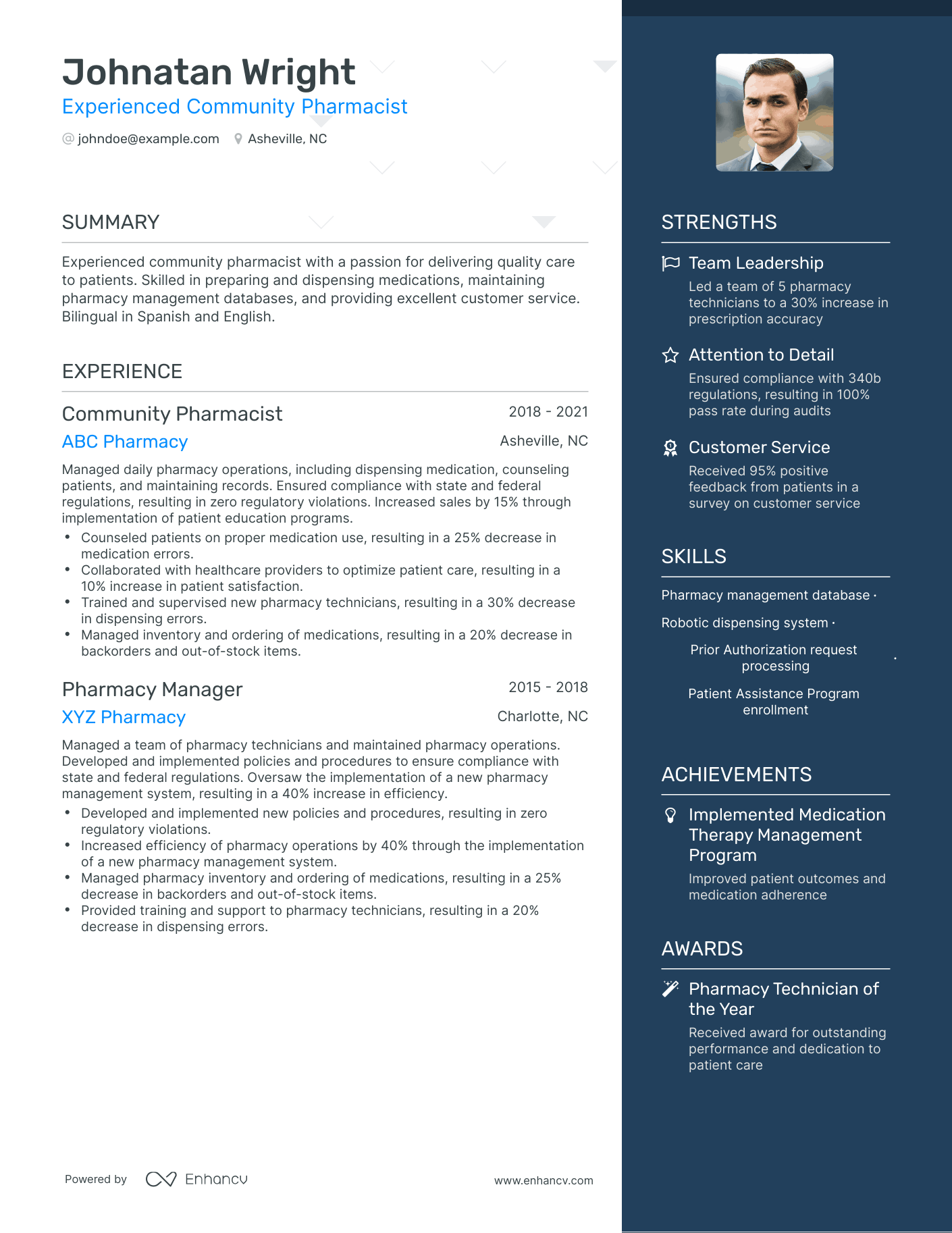 5 Community Pharmacist Resume Examples & Guide for 2024