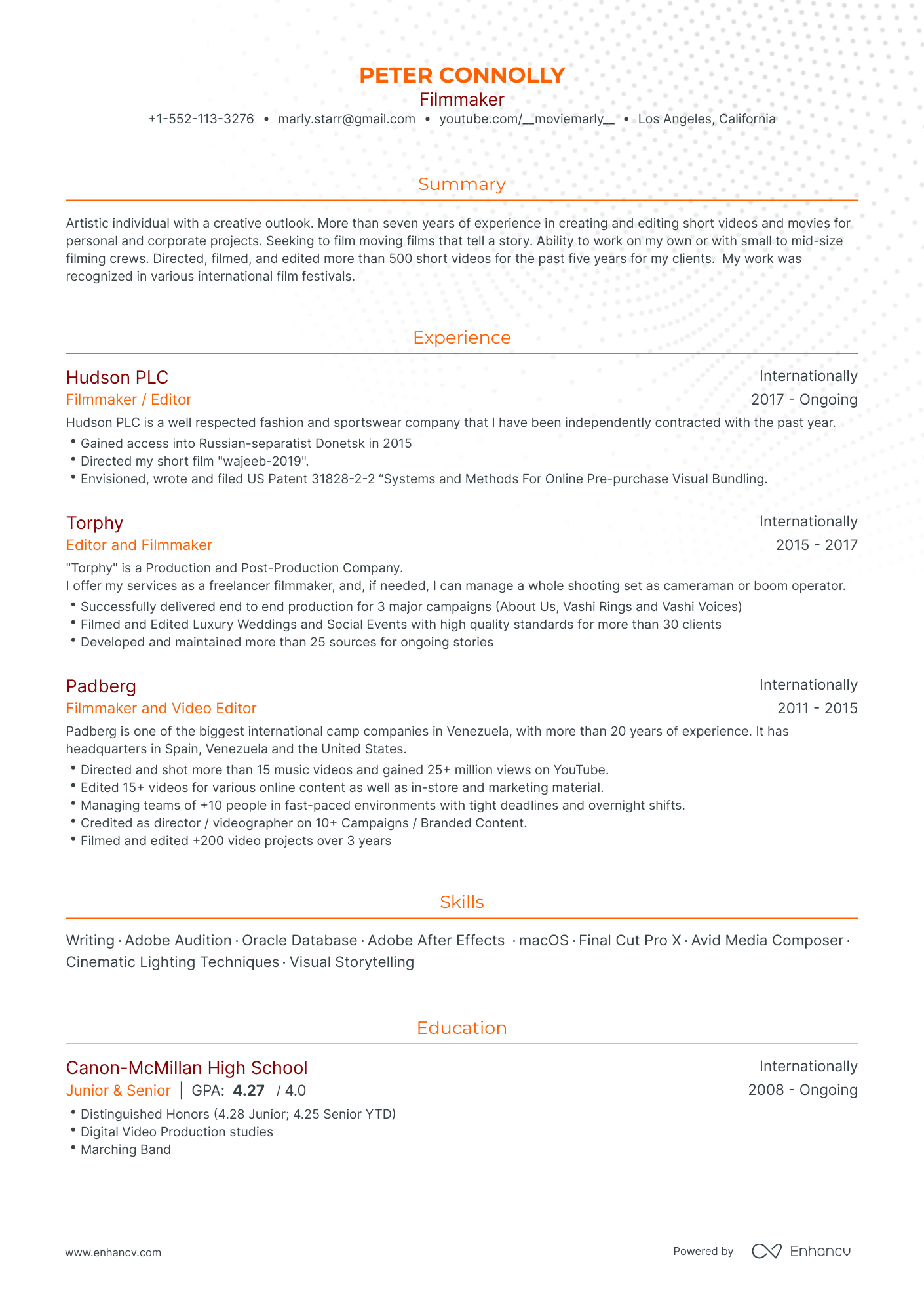 8 Filmmaker Resume Examples & Guide for 2024