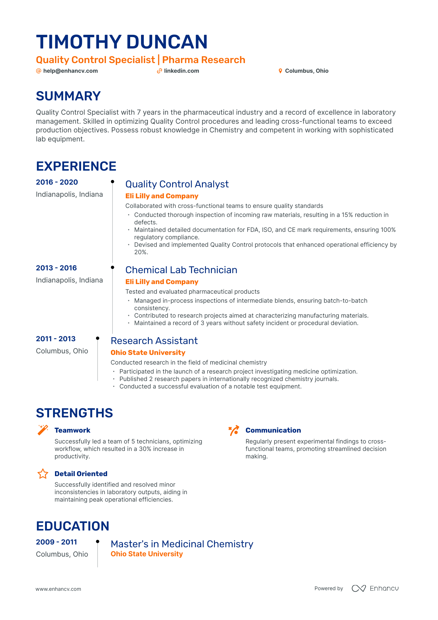 5 Quality Control Chemist Resume Examples & Guide for 2024