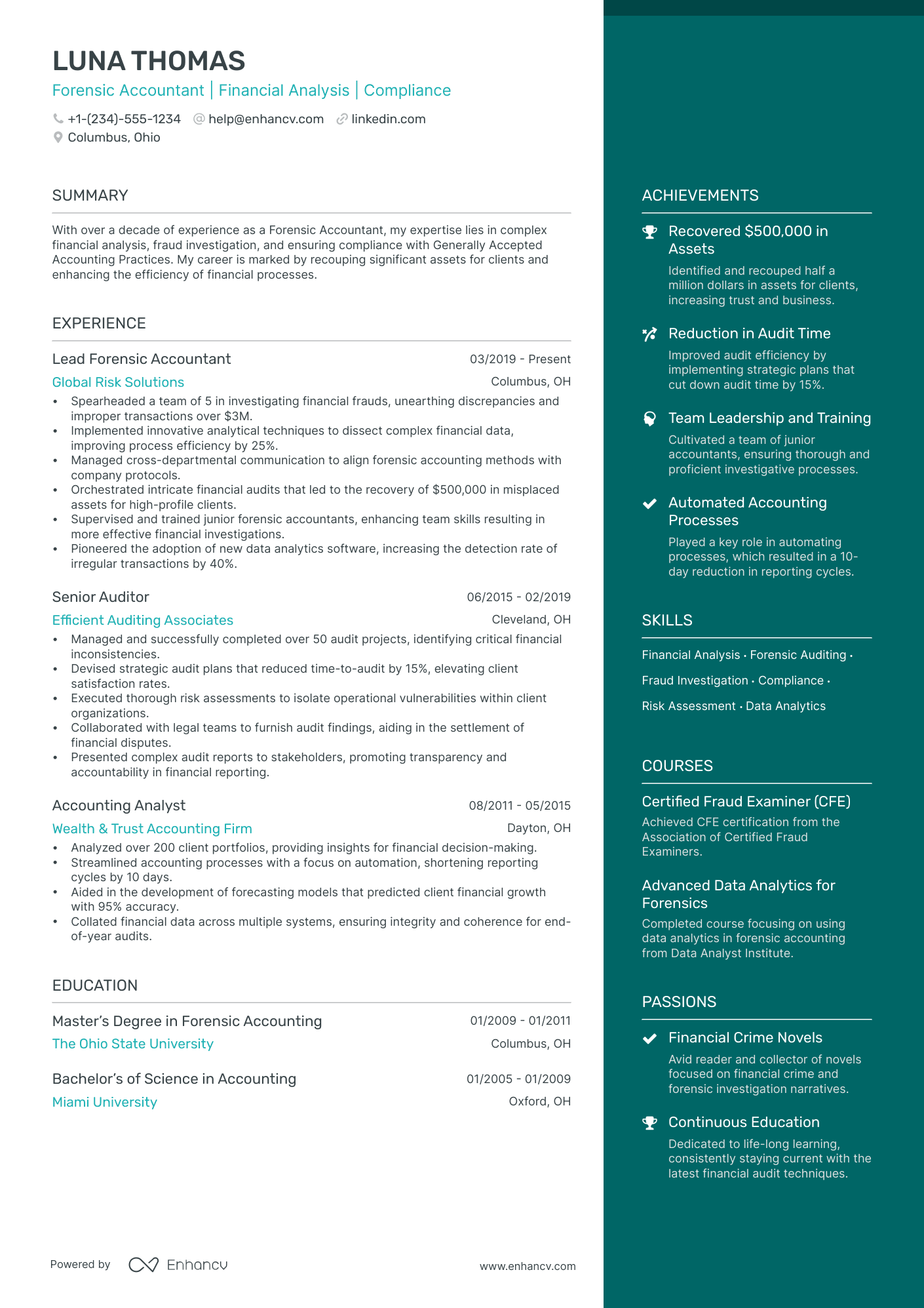 5 Forensic Accounting Resume Examples & Guide for 2024