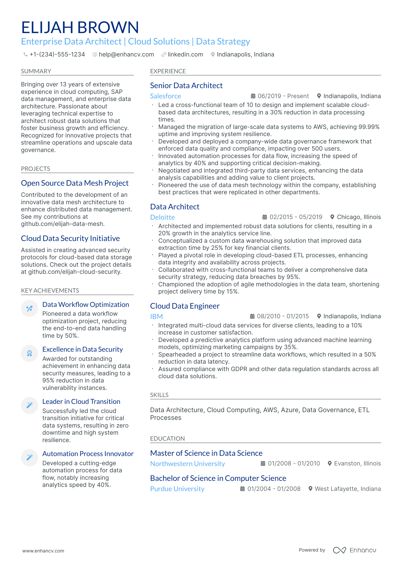 10 Enterprise Data Architect Resume Examples & Guide for 2026