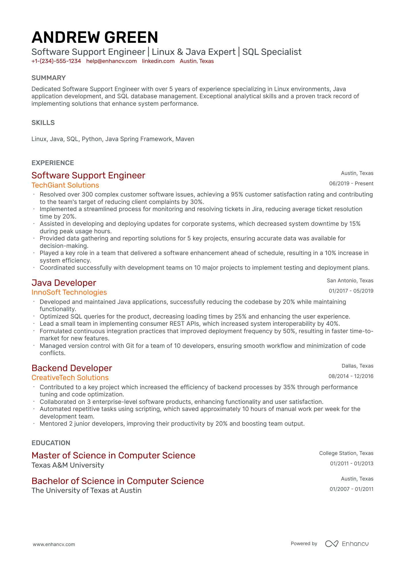 10 Software Support Engineer Resume Examples & Guide for 2026