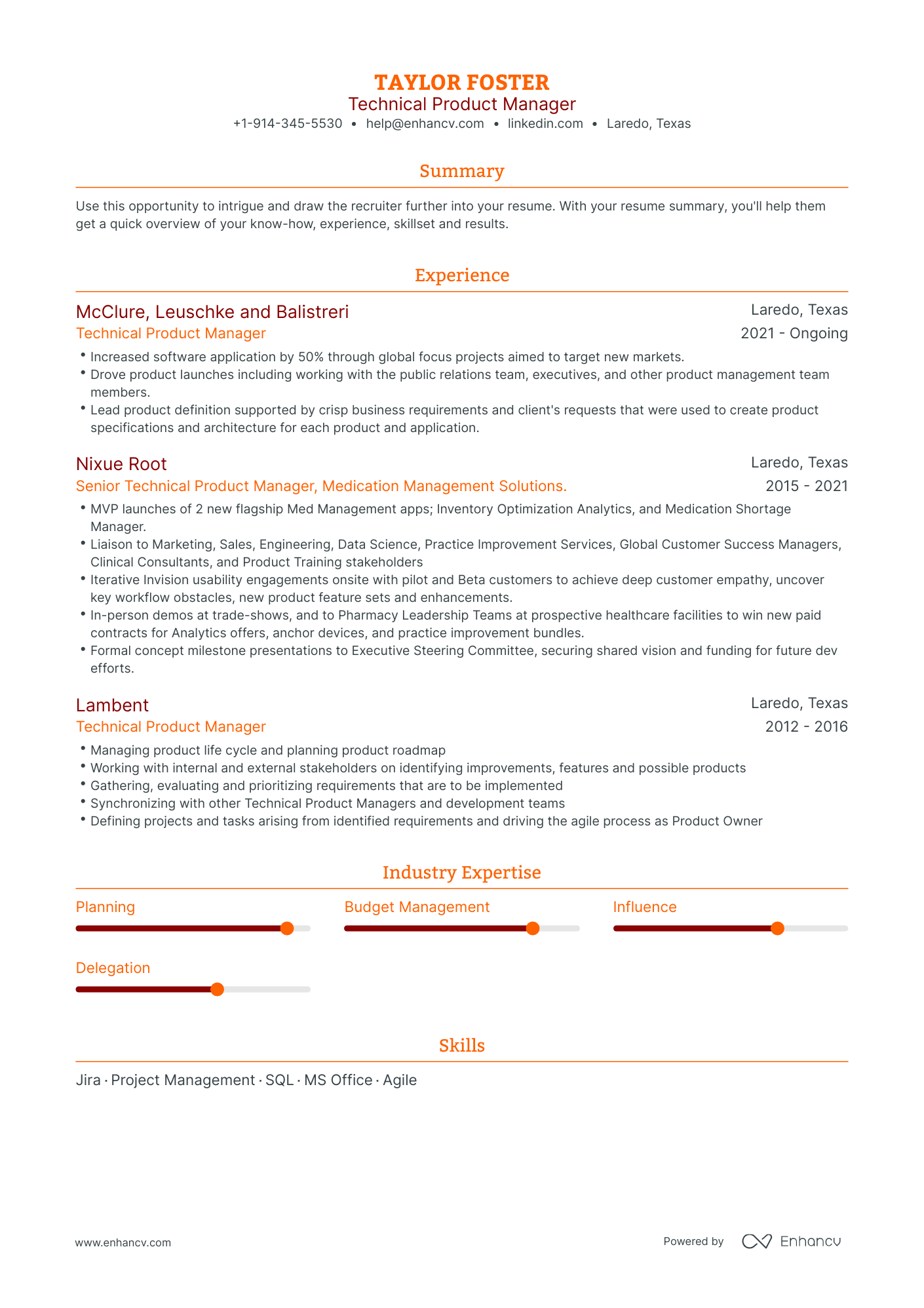 Technical Product Manager Resume Examples & Guide for 2023 (Layout ...