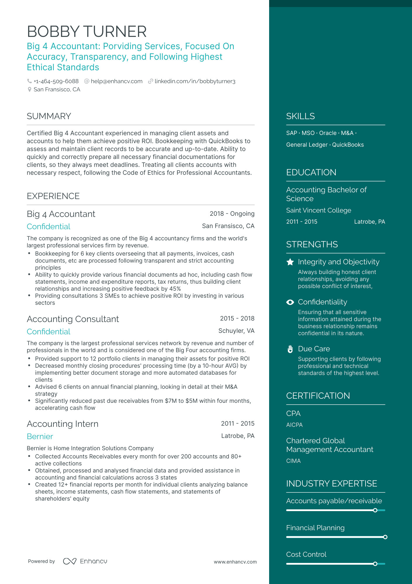 5 Big 4 Accounting Resume Examples & Guide for 2023