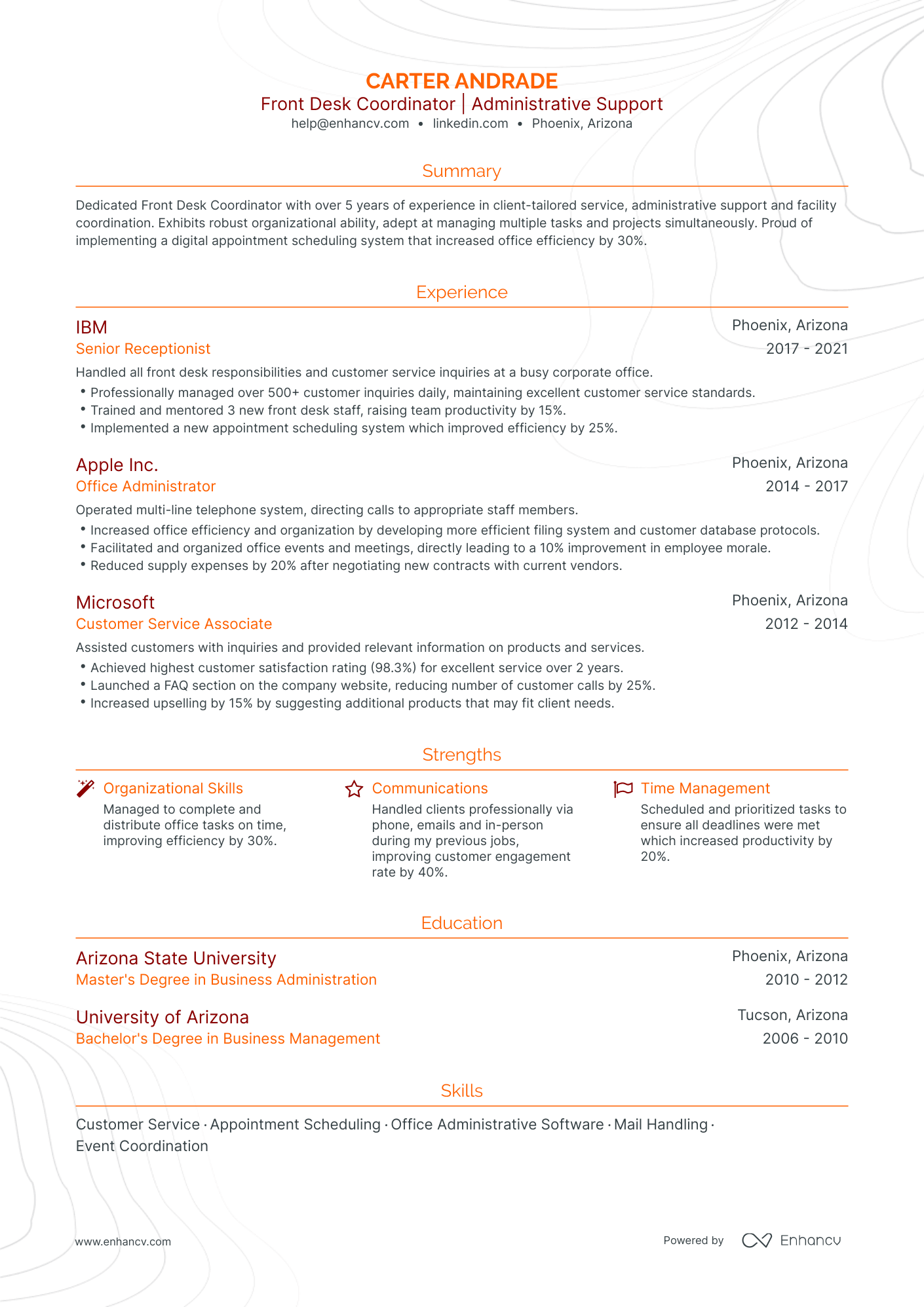 5 Front Desk Coordinator Resume Examples & Guide for 2024