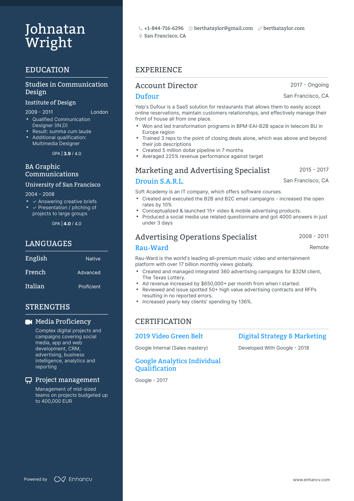 5 Advertising Resume Examples & Guide for 2023