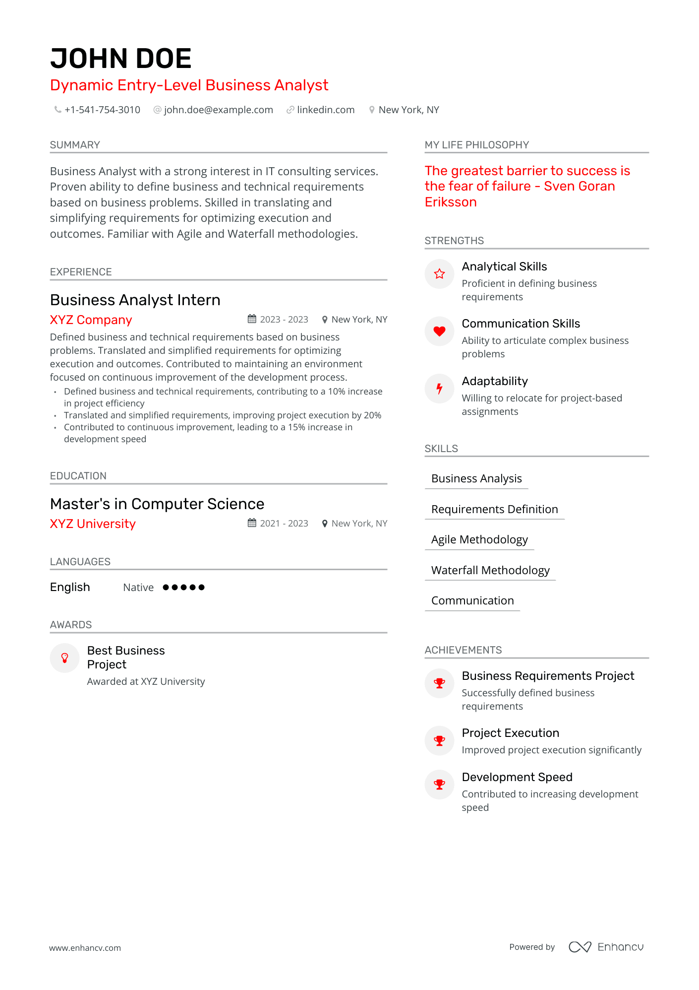 5 Entry Level Business Analyst Resume Examples & Guide for 2023