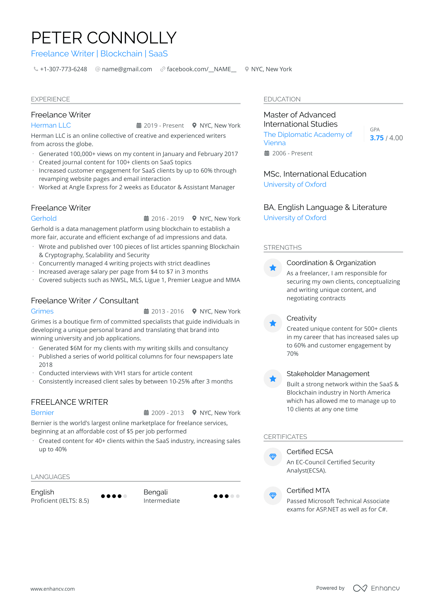 5 Freelance Writer Resume Examples & Guide for 2024