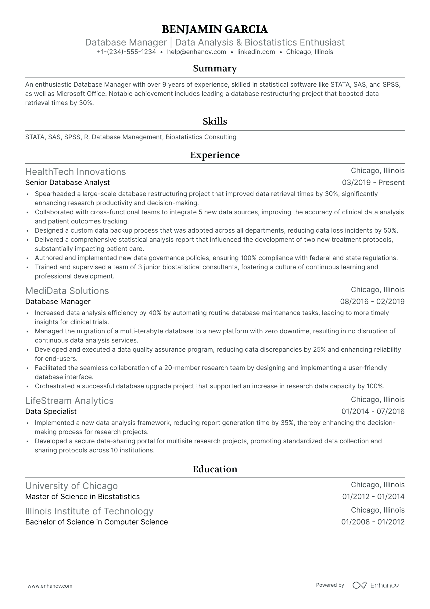 10 Database Manager Resume Examples & Guide for 2026